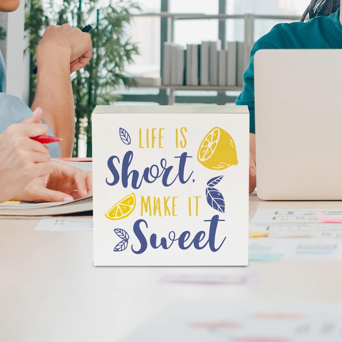 Cartel de madera de limón rústico con texto en inglés Rustic Life is Short Make It Sweet Lemon, letrero decorativo de verano, placa de bloque para
