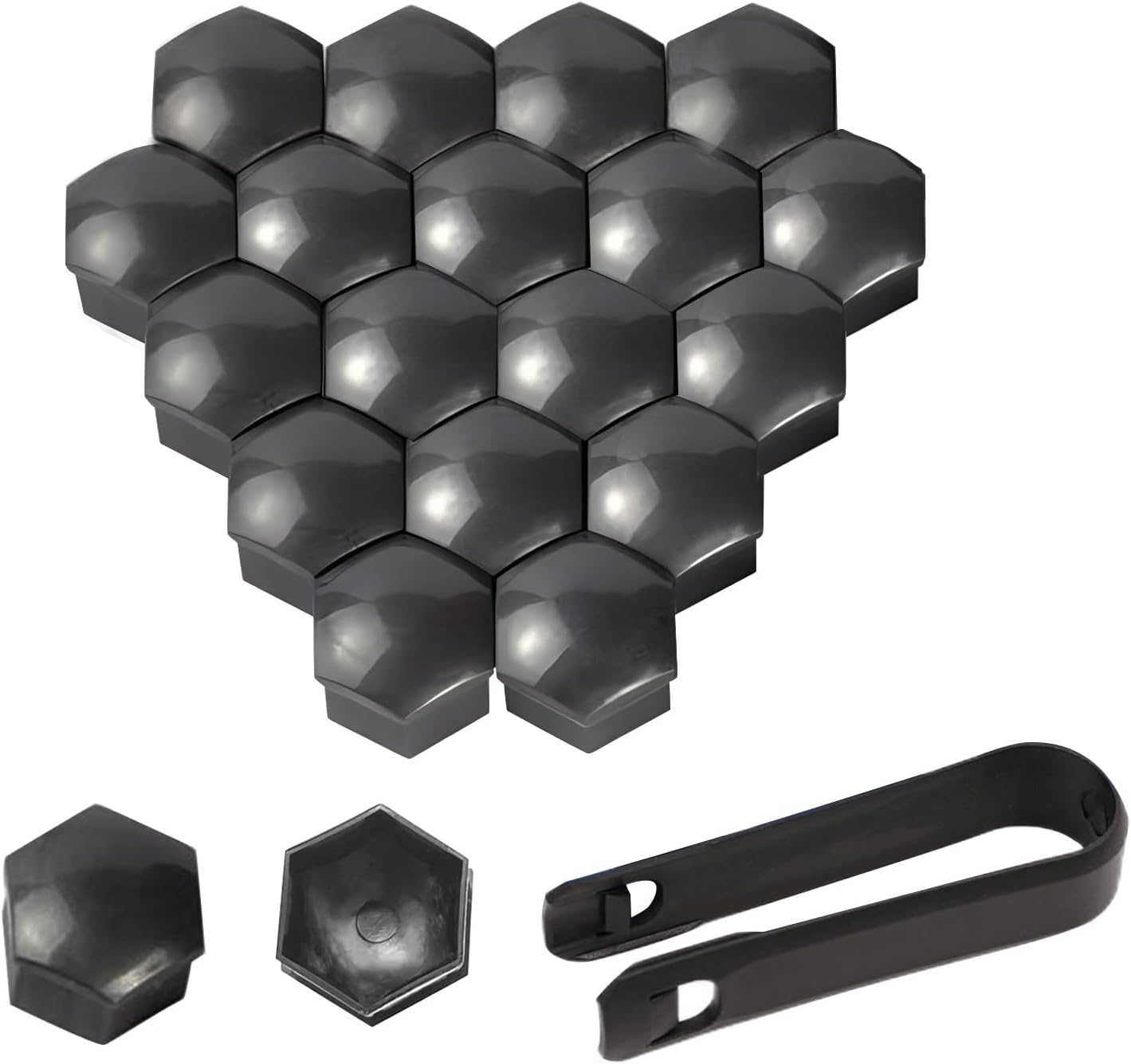 20 tapones para tuercas de llanta, universales de 0.667 pulgadas (0.669 in) para neumáticos de automóvil, cubierta de perno hexagonal de plástico