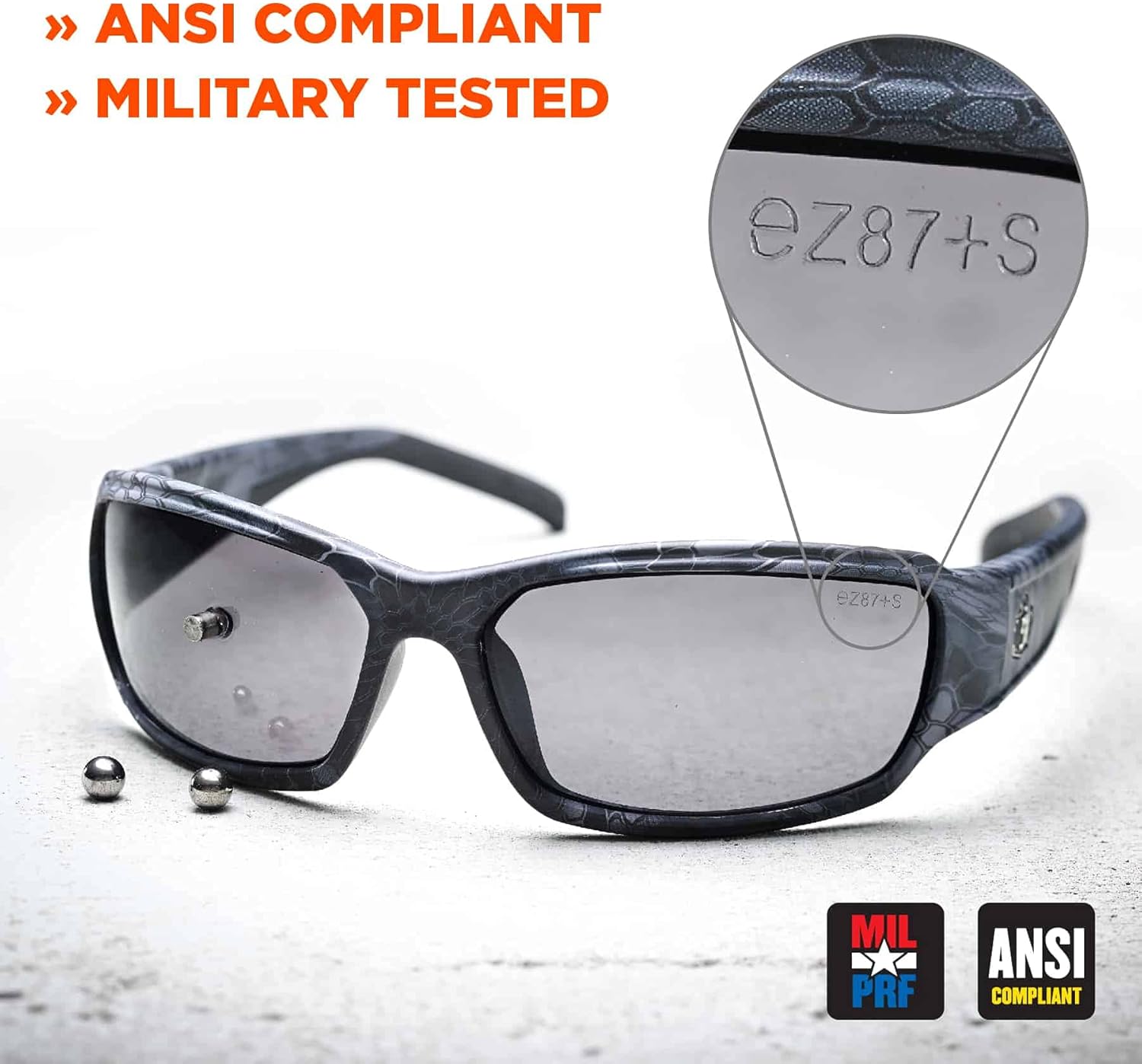Ergodyne Skullerz Thor – Gafas de seguridad, montura gris mate, lente transparente