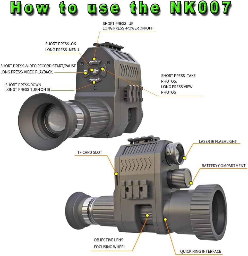 ERYUE – Dispositivo de visión nocturna, digital de visión nocturna, monocular, 200-400M, videocámara infrarroja de viaje, soporte para grabación de