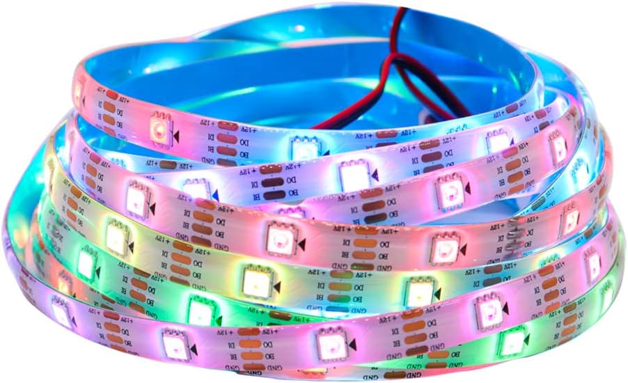 WS2815 Tira de LED RGB direccionable individualmente (actualizado WS2812B) 16.4ft 150Pixels Smart Flexible Dream Luz LED de doble señal a todo color