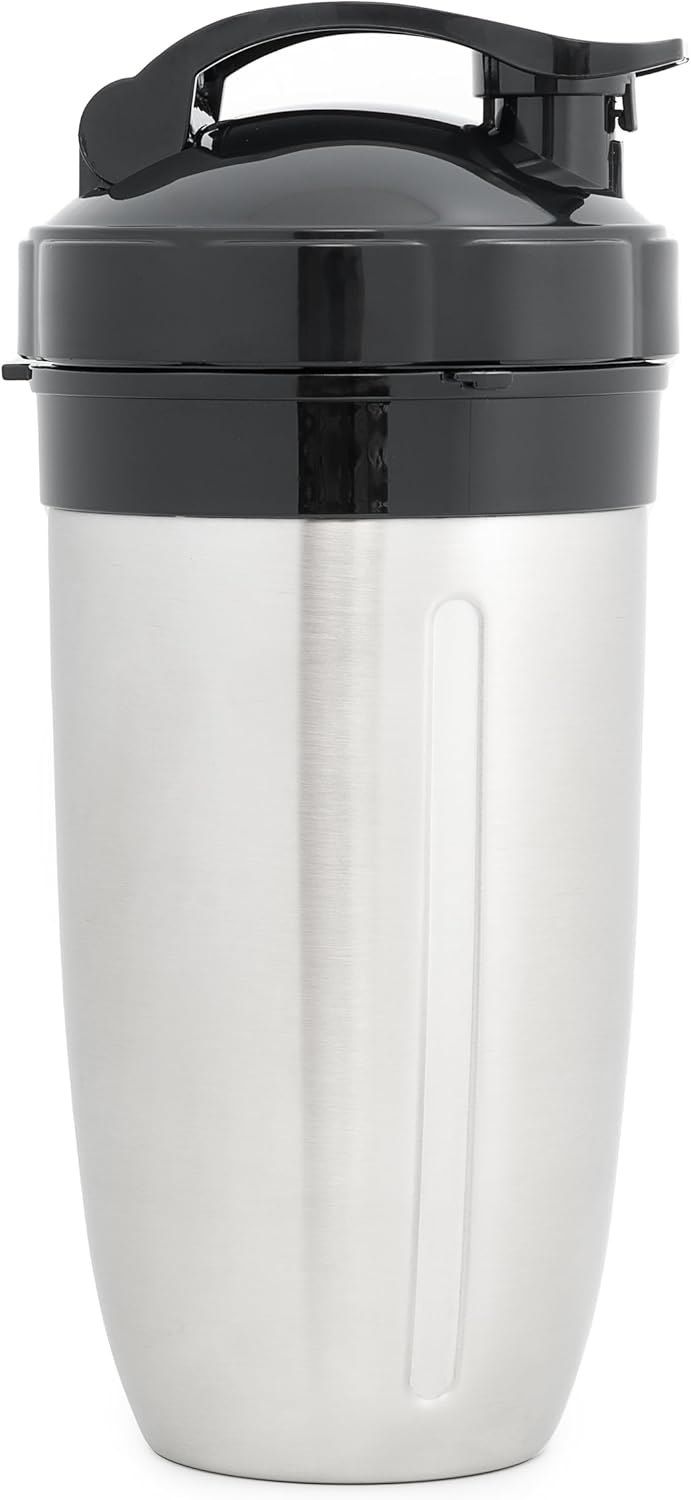 Taza de acero inoxidable de 32 onzas con tapa abatible para licuadoras NutriBullet de 1000 W y 1200 W