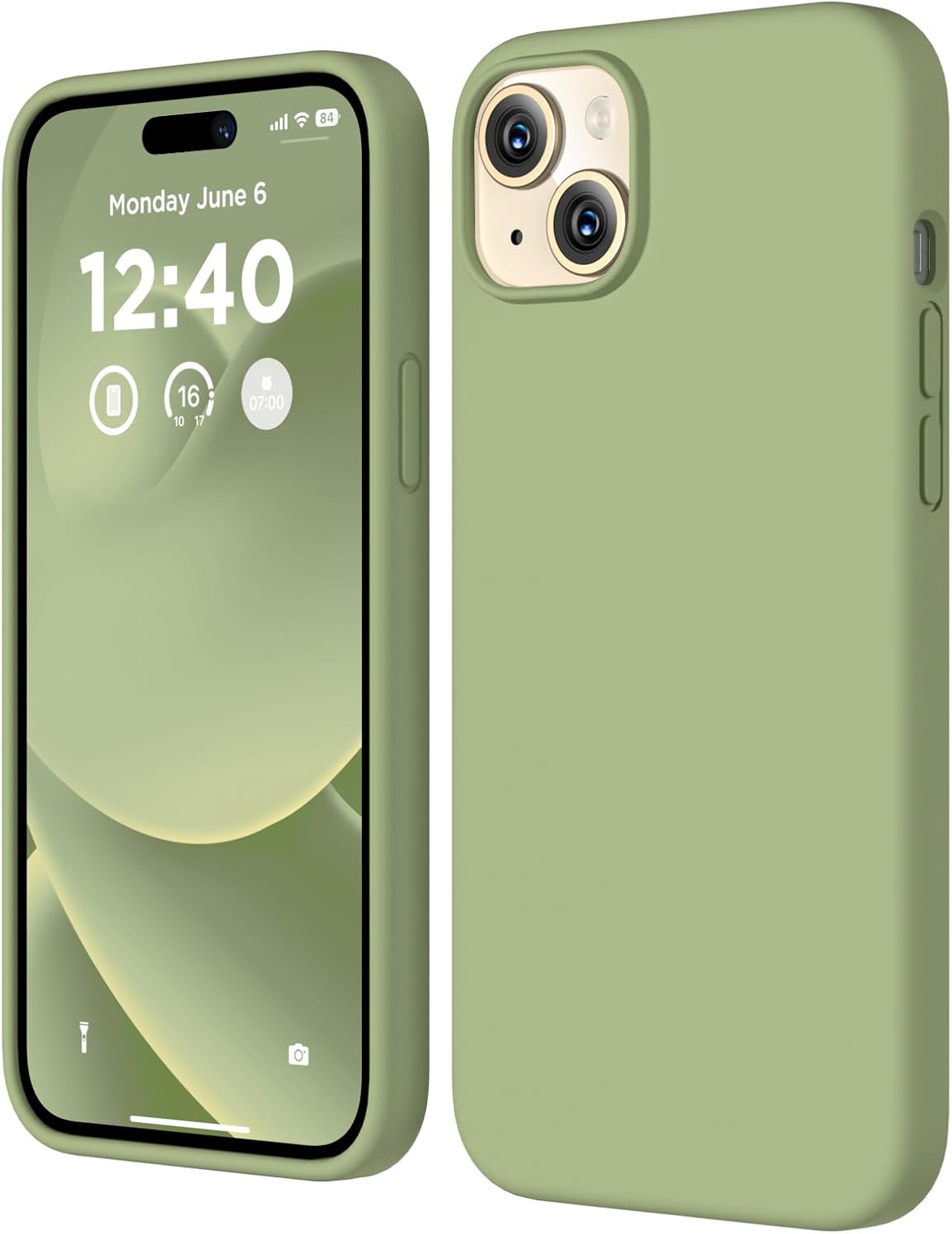 COFFKER Compatible con iPhone 15, funda de silicona líquida, funda protectora de cuerpo completo a prueba de golpes forro de microfibra suave