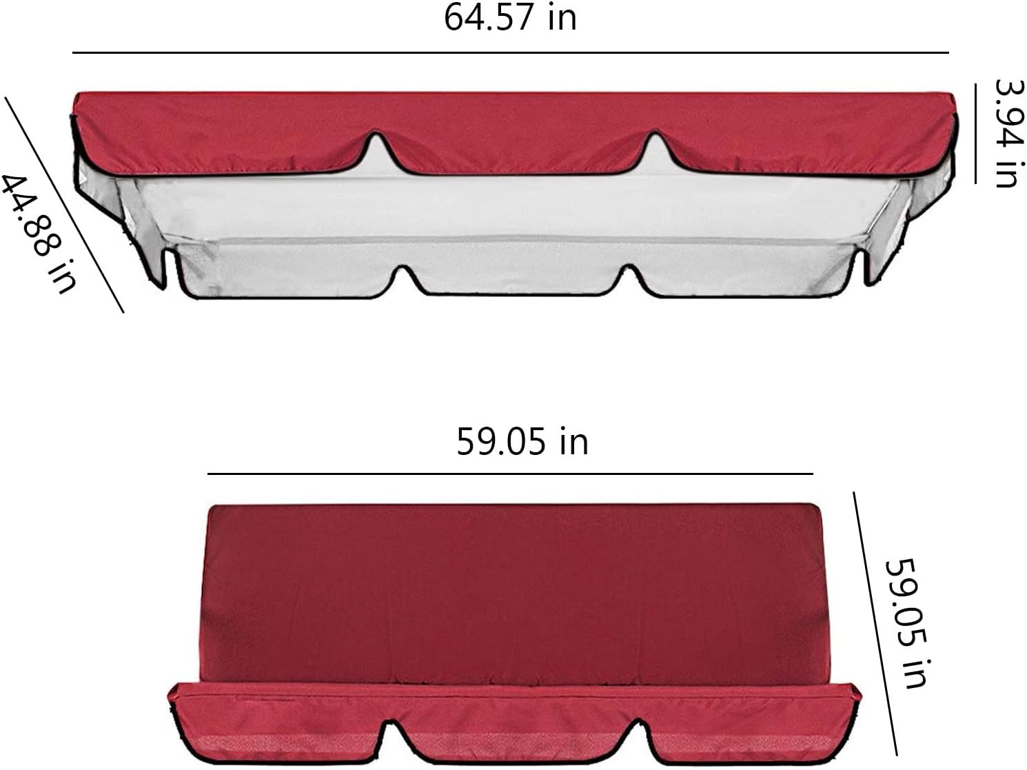 Juego de funda de repuesto para toldo de columpio para patio, cubierta superior de tela Oxford impermeable y cubierta de asiento para patio al aire