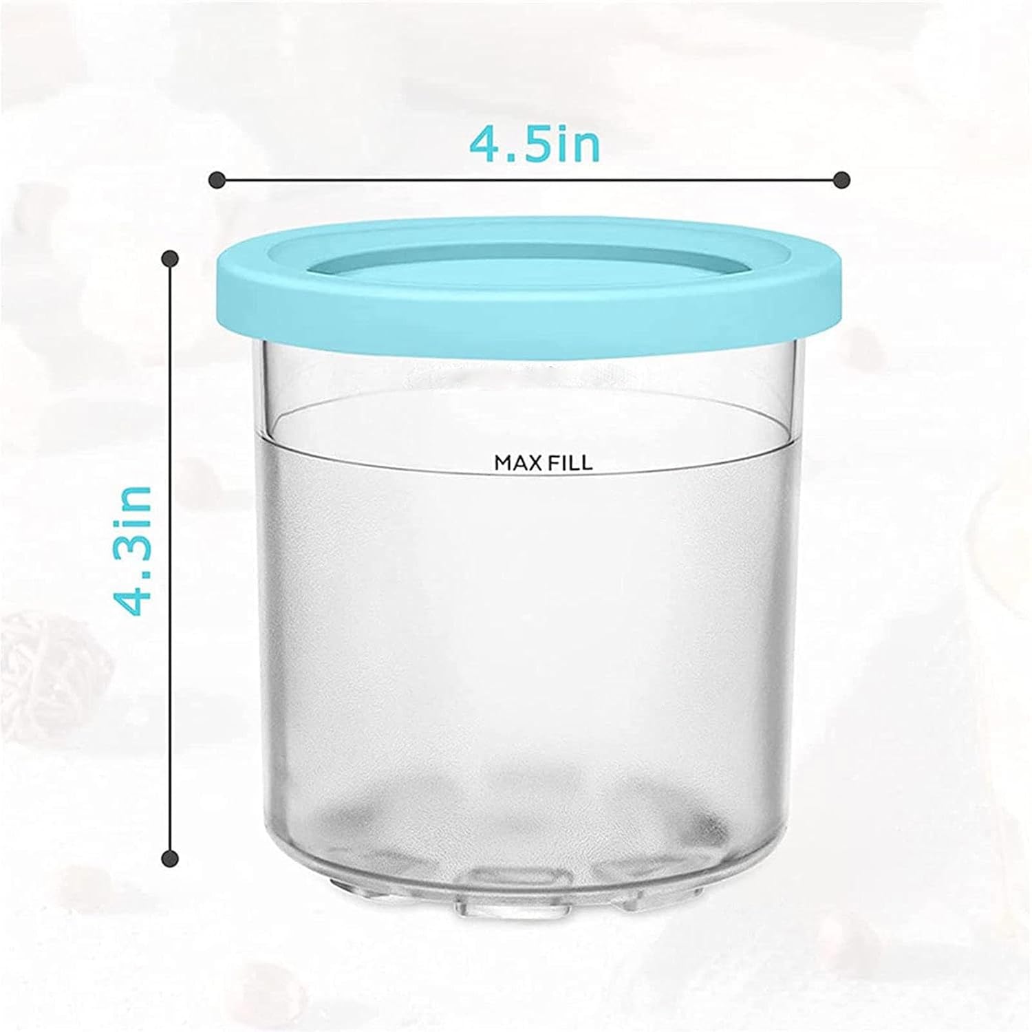 Pintas y tapas para creami, paquete de 4, para helado Creami Ninja, contenedor de helado de 16 onzas, seguro y a prueba de fugas, compatible con la