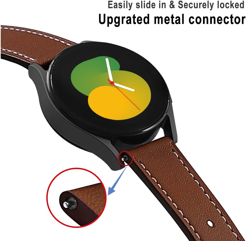 Correa de cuero para Samsung Galaxy Watch 5 Band 1.575 in 1.732 inGalaxy Watch 5 Pro Band 1.772 inGalaxy Watch 4 Band 1.575 in 1.732 in4 Classic