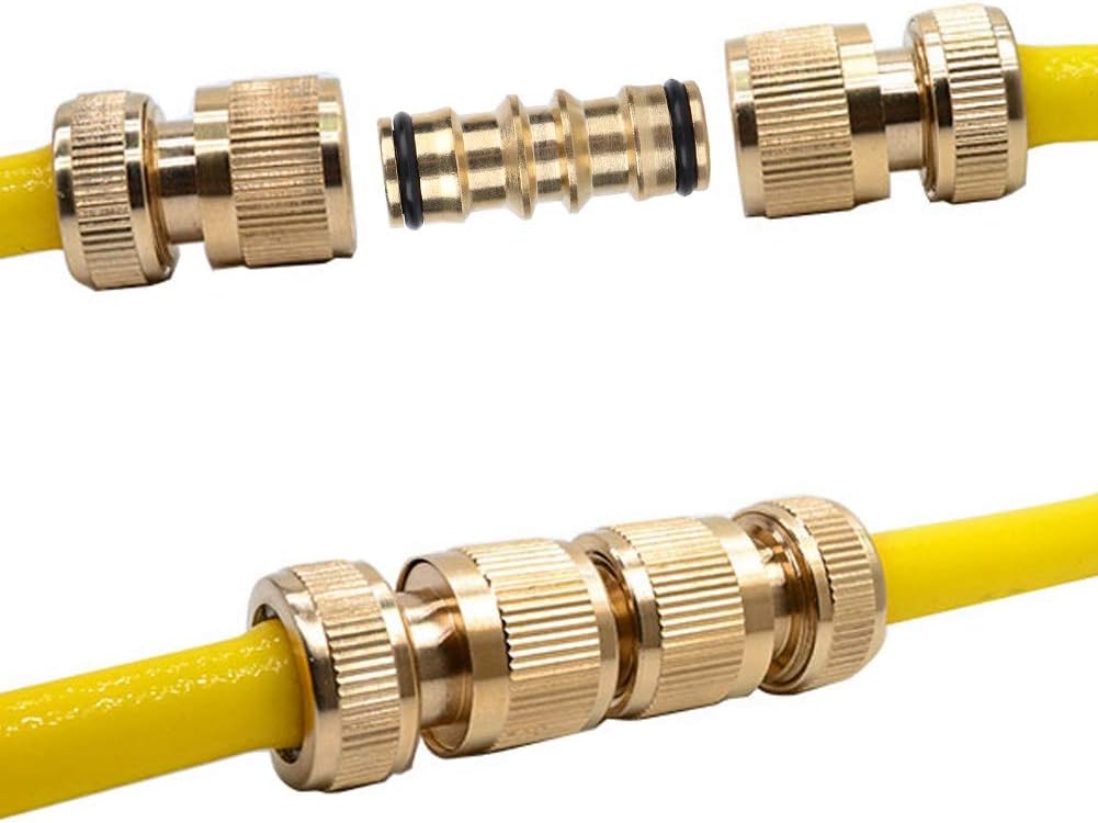 TOPINCN Conector de manguera Conector de manguera de latón Adaptador de tubería de agua de jardín roscado Montaje Riego de jardín