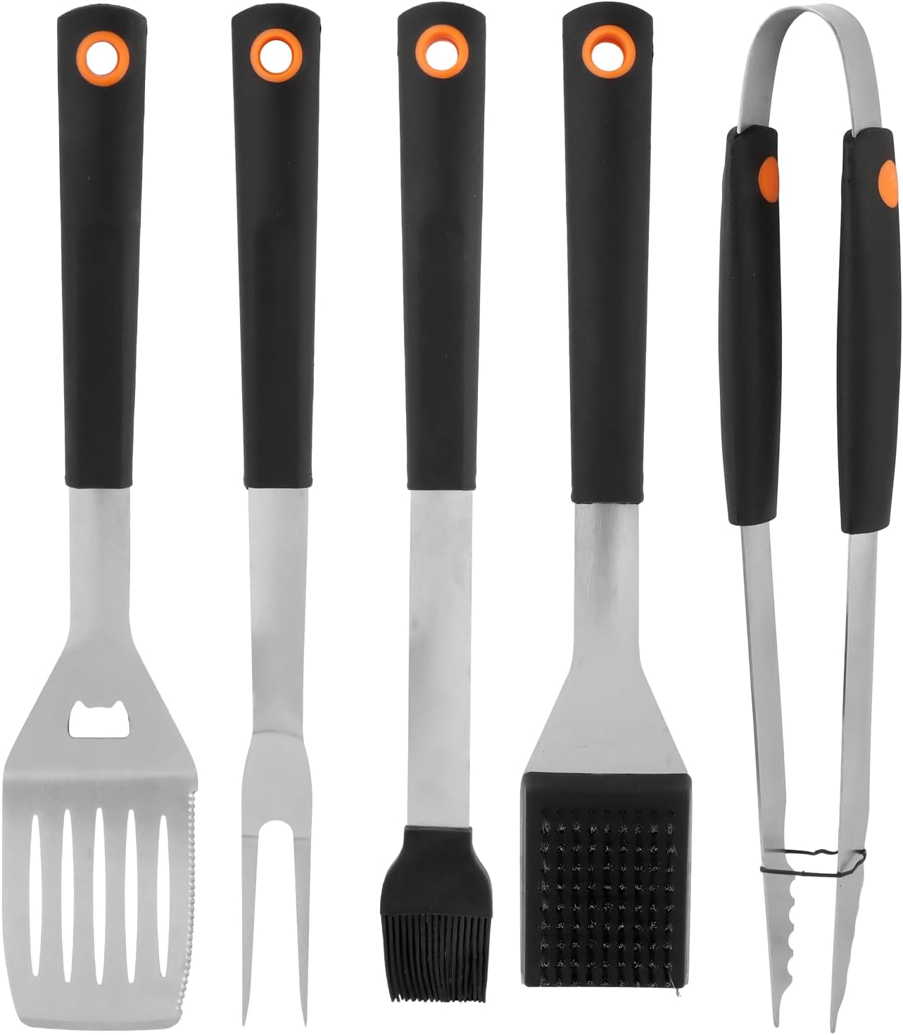 Accesorios para barbacoa, accesorios para parrilla, kit de parrilla de acero inoxidable, juego de 5 herramientas de barbacoa de 16 pulgadas, kit de