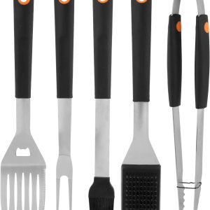Accesorios para barbacoa, accesorios para parrilla, kit de parrilla de acero inoxidable, juego de 5 herramientas de barbacoa de 16 pulgadas, kit de Accesorios para barbacoa, accesorios para parrilla, kit de parrilla de acero inoxidable, juego de 5 herramientas de barbacoa de 16 pulgadas, kit de