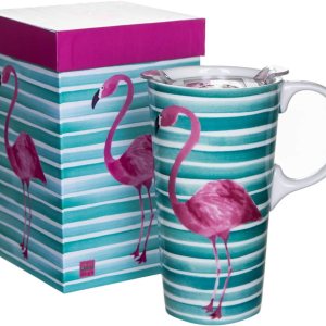 Topadorn Taza de café de cerámica con tapa Taza de cerámica con caja de regalo, flamenco Topadorn Taza de café de cerámica con tapa Taza de cerámica con caja de regalo, flamenco