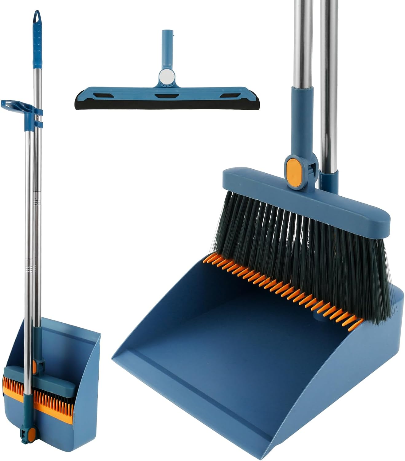 Juego de 3 piezas de barrido de piso, escoba y recogedor para el hogar, escoba interior giratoria de 180, combo de recogedor y escoba plegable, con