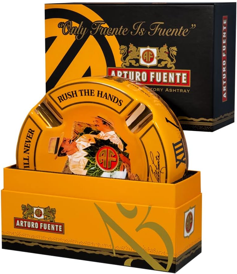 Cenicero de cigarro de porcelana grande de 8.75 pulgadas de edición limitada de Arturo Fuente amarillo