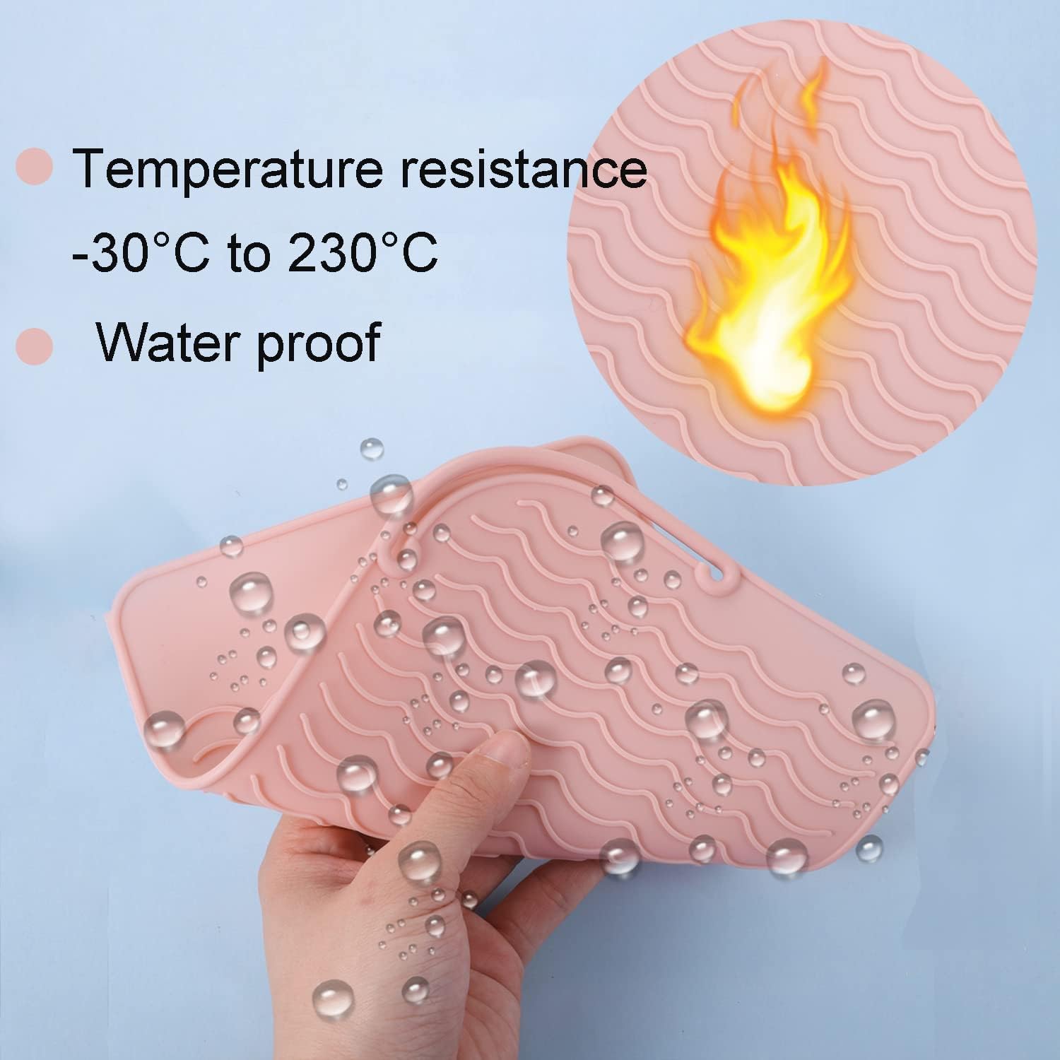 Alfombrilla de silicona resistente al calor para herramientas capilares, alfombrilla de hierro plano rosa, alfombrilla de rizador negra, alfombrilla