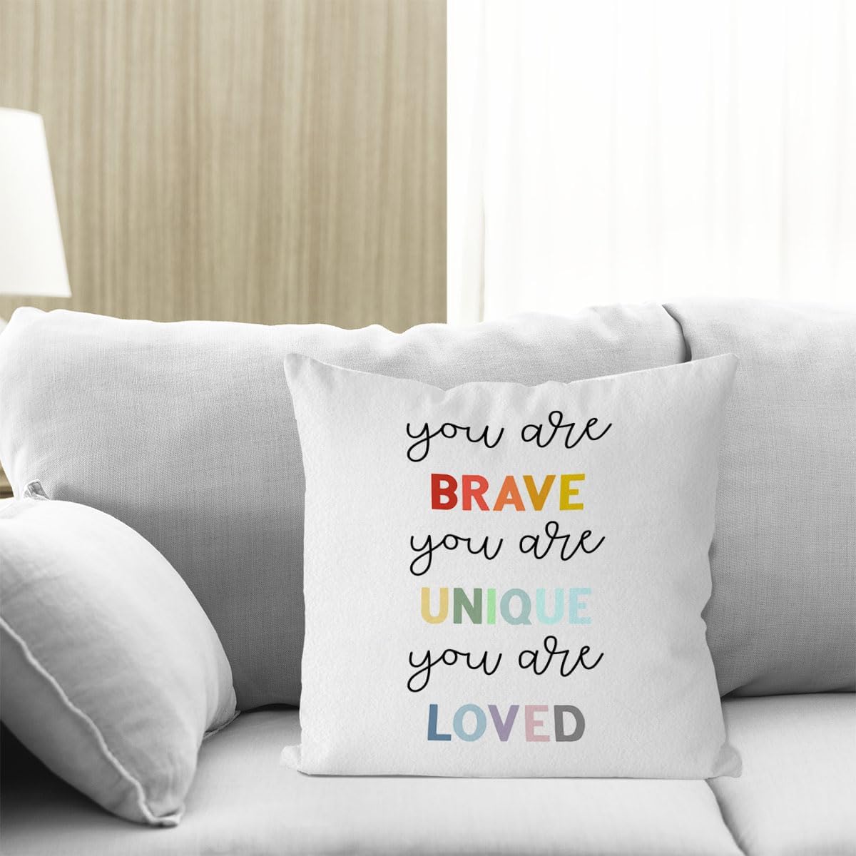 IWXYI Fundas de almohada para aula de 18 x 18 pulgadas, fundas de almohada positivas para el aula con texto en inglés “You eres”, almohadas de aula