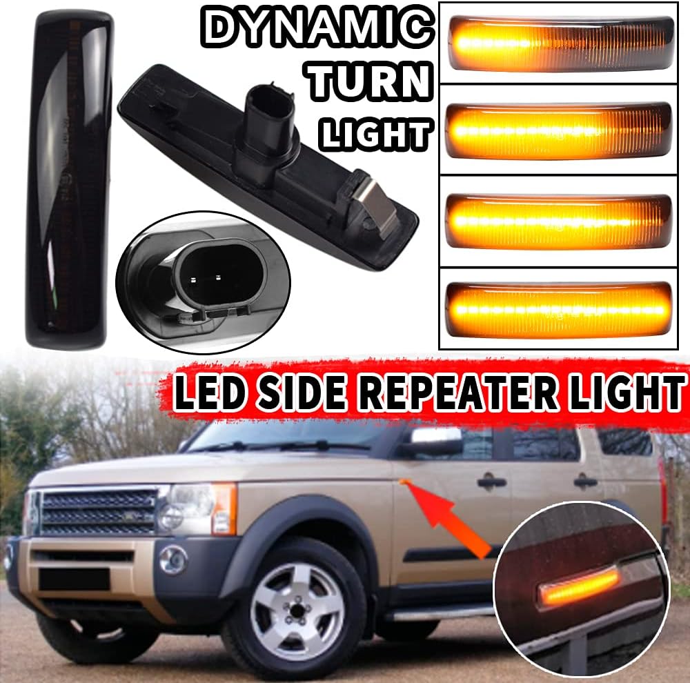 Lámpara de señal de giro LED delantera Fender Side Marker Light para Land Rover Range Rover Sport Discovery 3 4 Freeland 2 (negro)