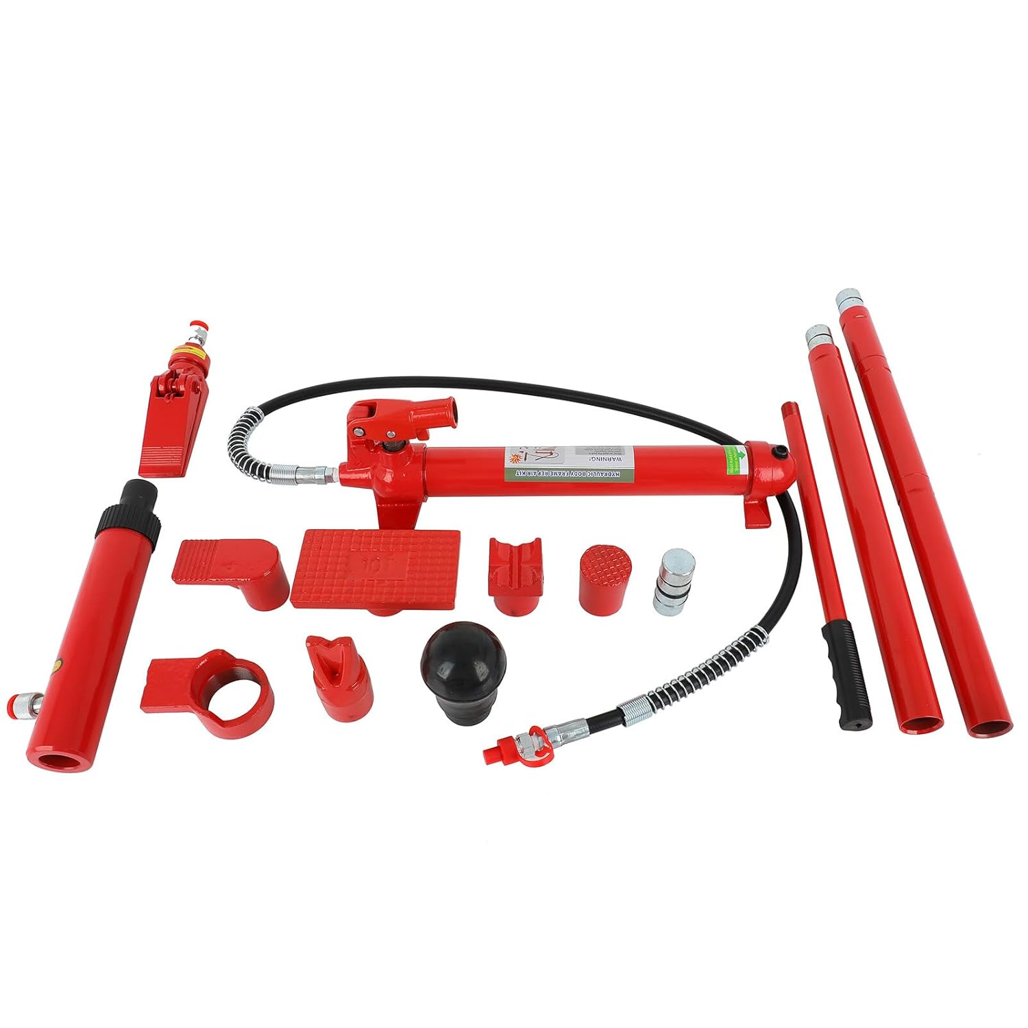 SCITOO Gato hidráulico Porta Power de 12 toneladas con manguera de aceite de 4.6 pies4.6 ft, Ram de elevación de marco de carrocería, kits de