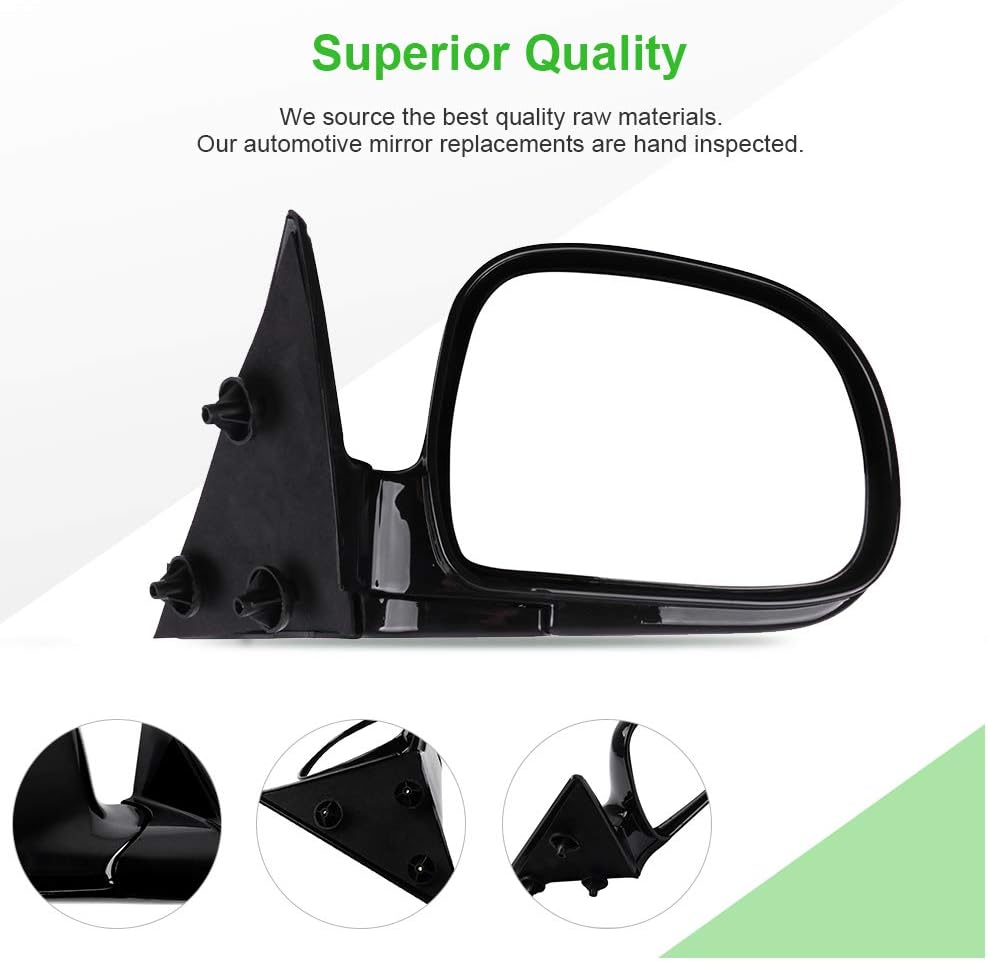 SCITOO Espejo lateral manual plegable negro retrovisor lateral compatible con Chevy Blazer 94-98 94-98 GMC Jimmy S-15 Sonoma 96-98 Isuzu Hombre