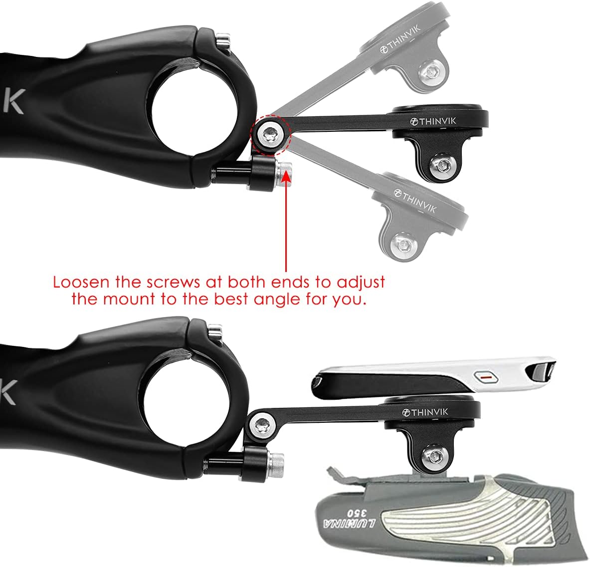Thinvik Montaje extendido exterior y soporte para computadora de bicicleta para Garmin,Ángulo ajustable GoPro Combo Mount para Garmin Edge 1040 1030