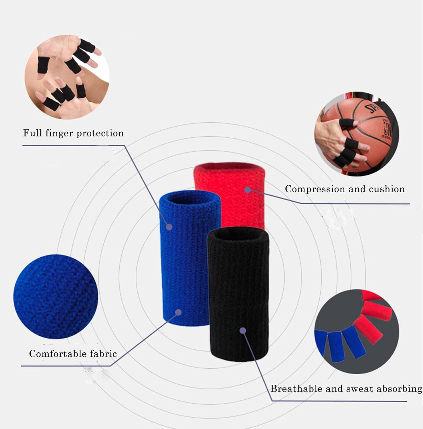 Zittop 10 fundas para dedos, protector de soporte de férula para el pulgar, cinta elástica transpirable para dedos de gatillo, ayuda deportiva,