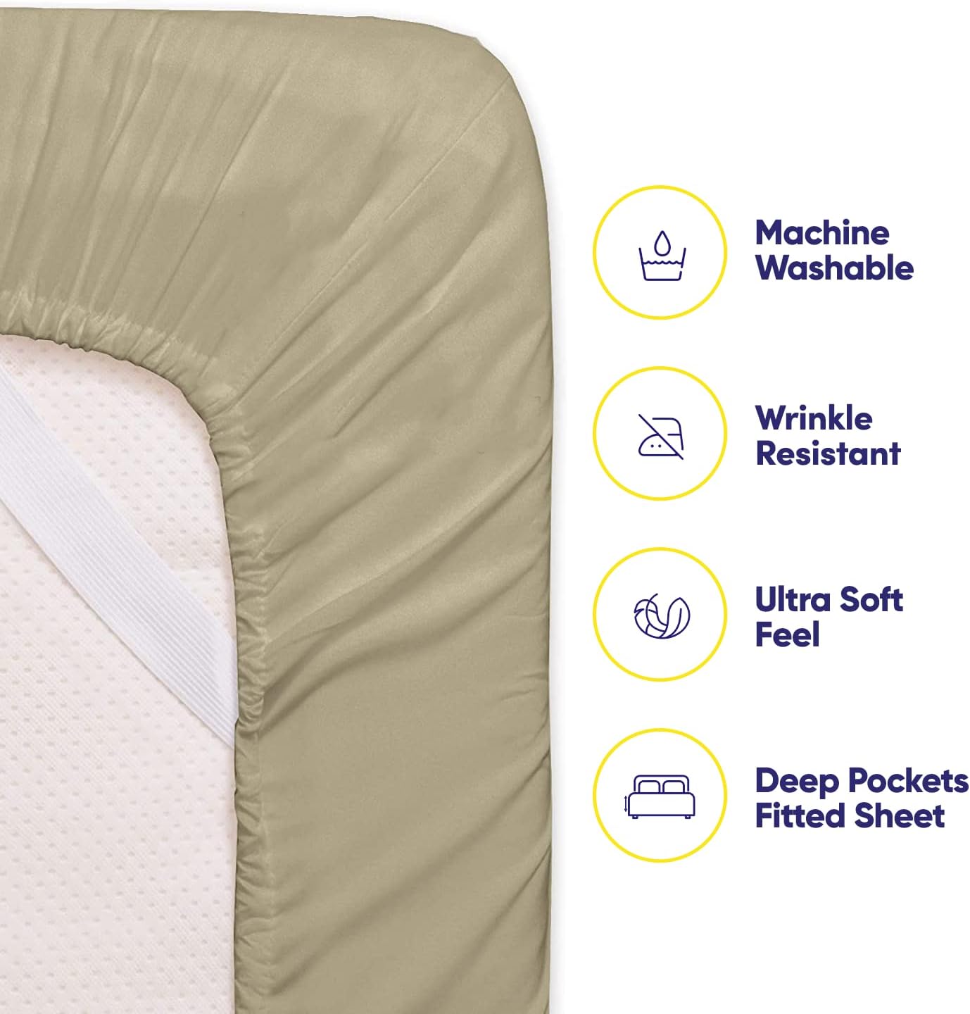 Juego de sábanas de 4 piezas de 1,500 hilos de microfibra de cepillado fino con bolsillo profundo – 1 funda de almohada extra, paquete económico,
