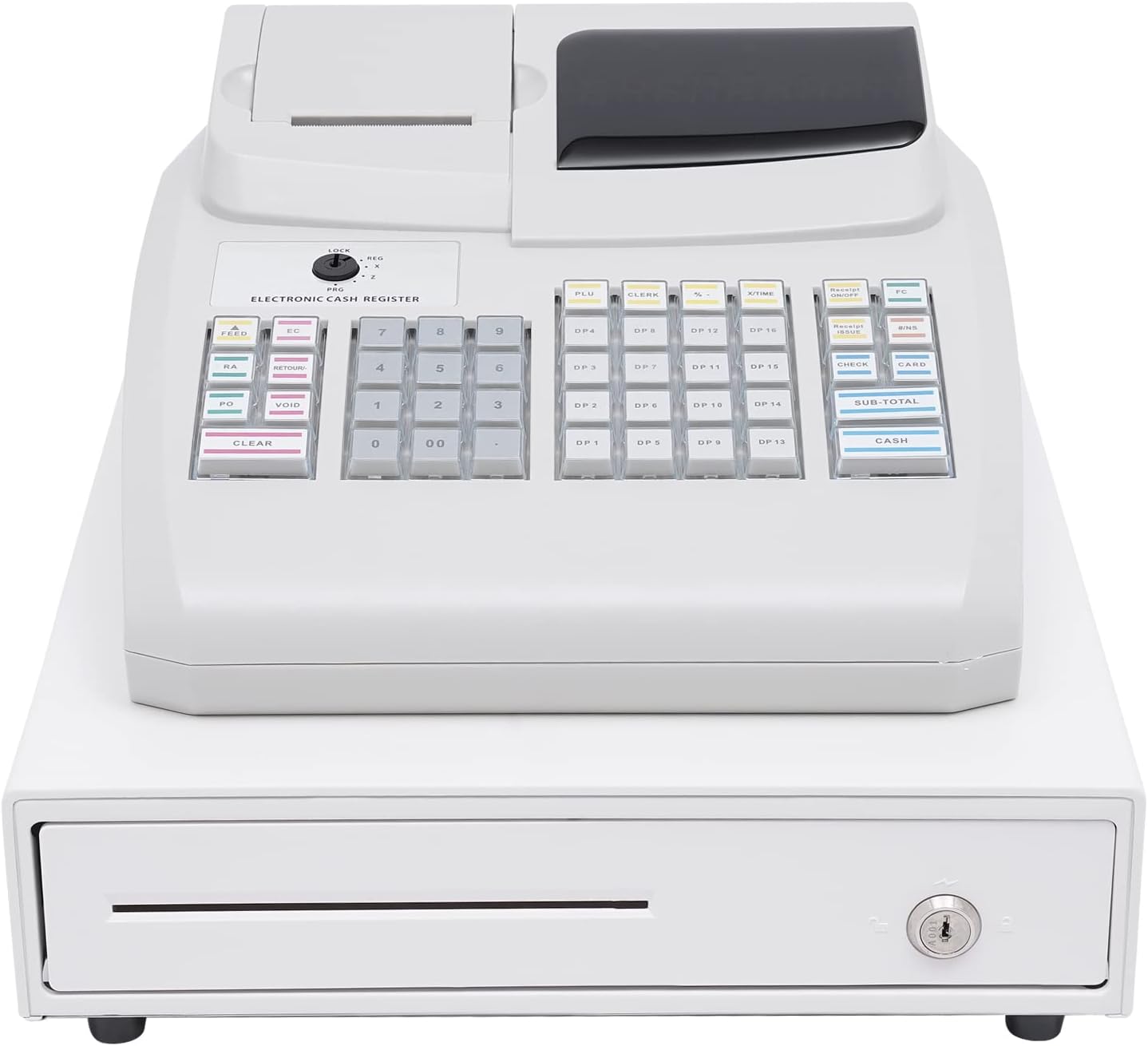 Caja registradora electrónica con 47 llaves, sistema POS, caja registradora, pequeño cajón cuadrado de dinero multifunción para pequeñas