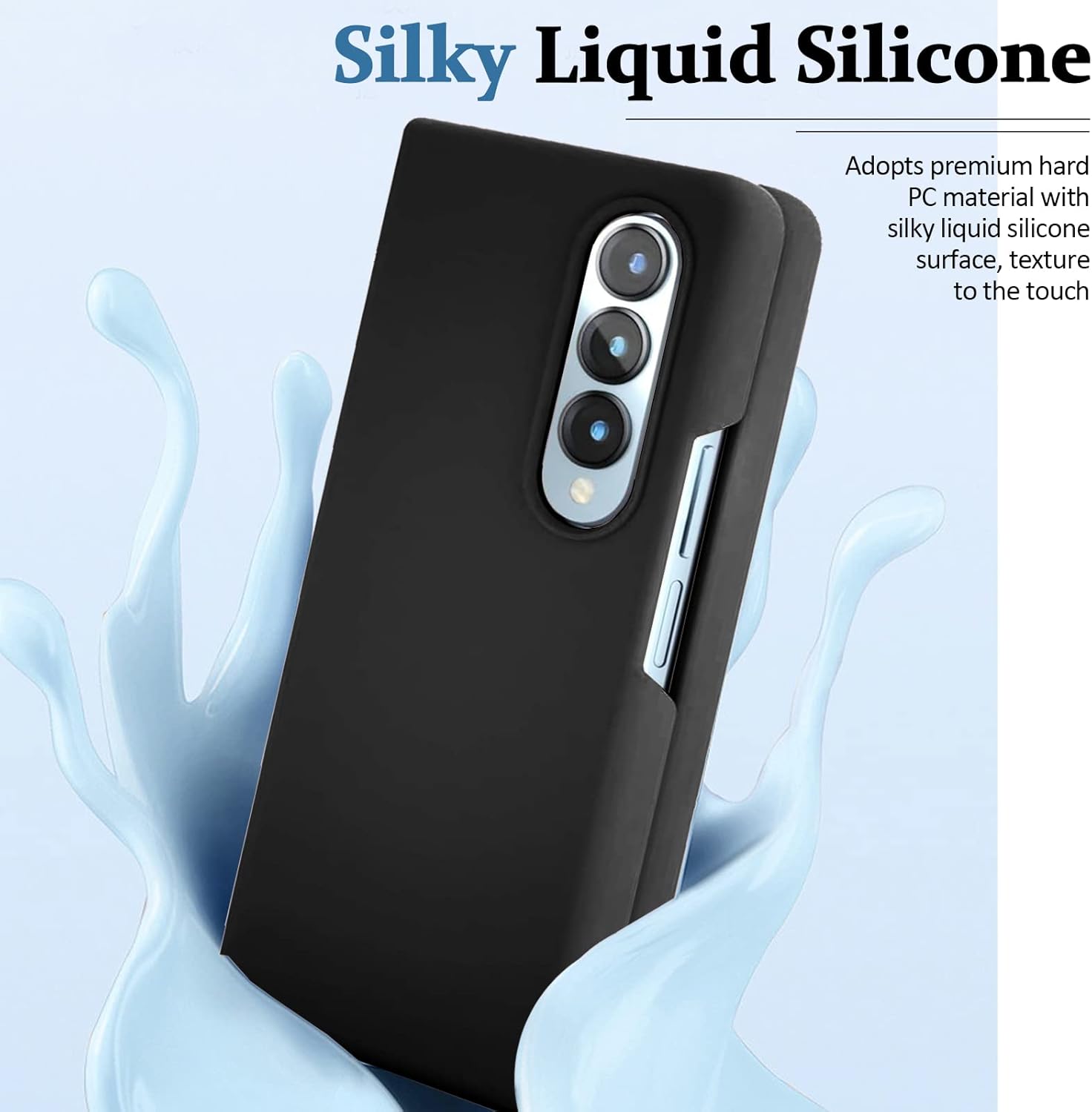 Miimall Funda compatible con Samsung Galaxy Z Fold 4, parachoques de silicona líquida sedosa, carcasa plegable ultrafina y ligera, funda protectora