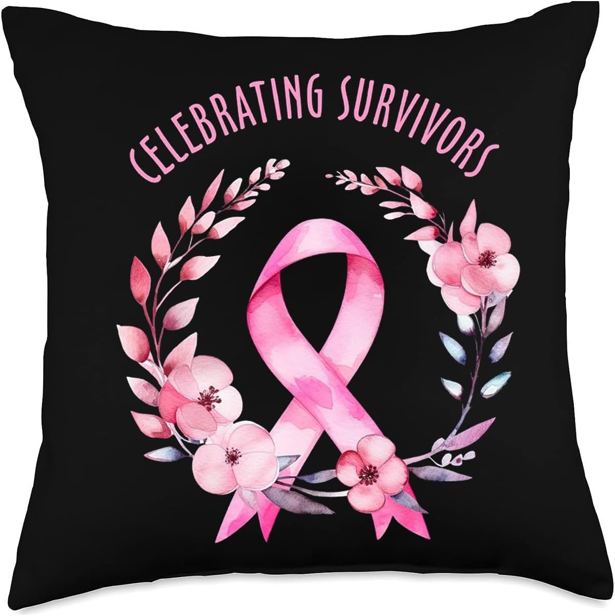 Almohada de seda para mujer, regalo de cinta rosada, cáncer de mama, concienciación sobre el cáncer de mama, cinta rosa mariposa, almohada de seda