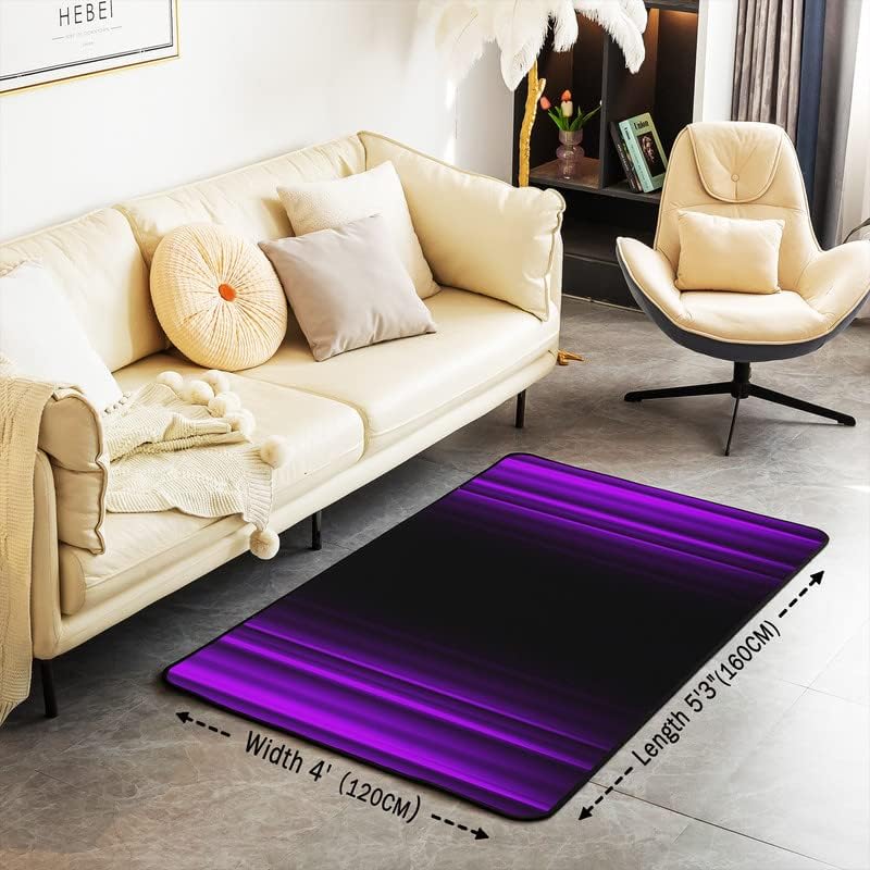 Alfombra abstracta de 5 x 7 pies, geométrica, moderna, arte abstracto, para sala de estar, dormitorio, hogar, decoración morada, negra, ultra suave,