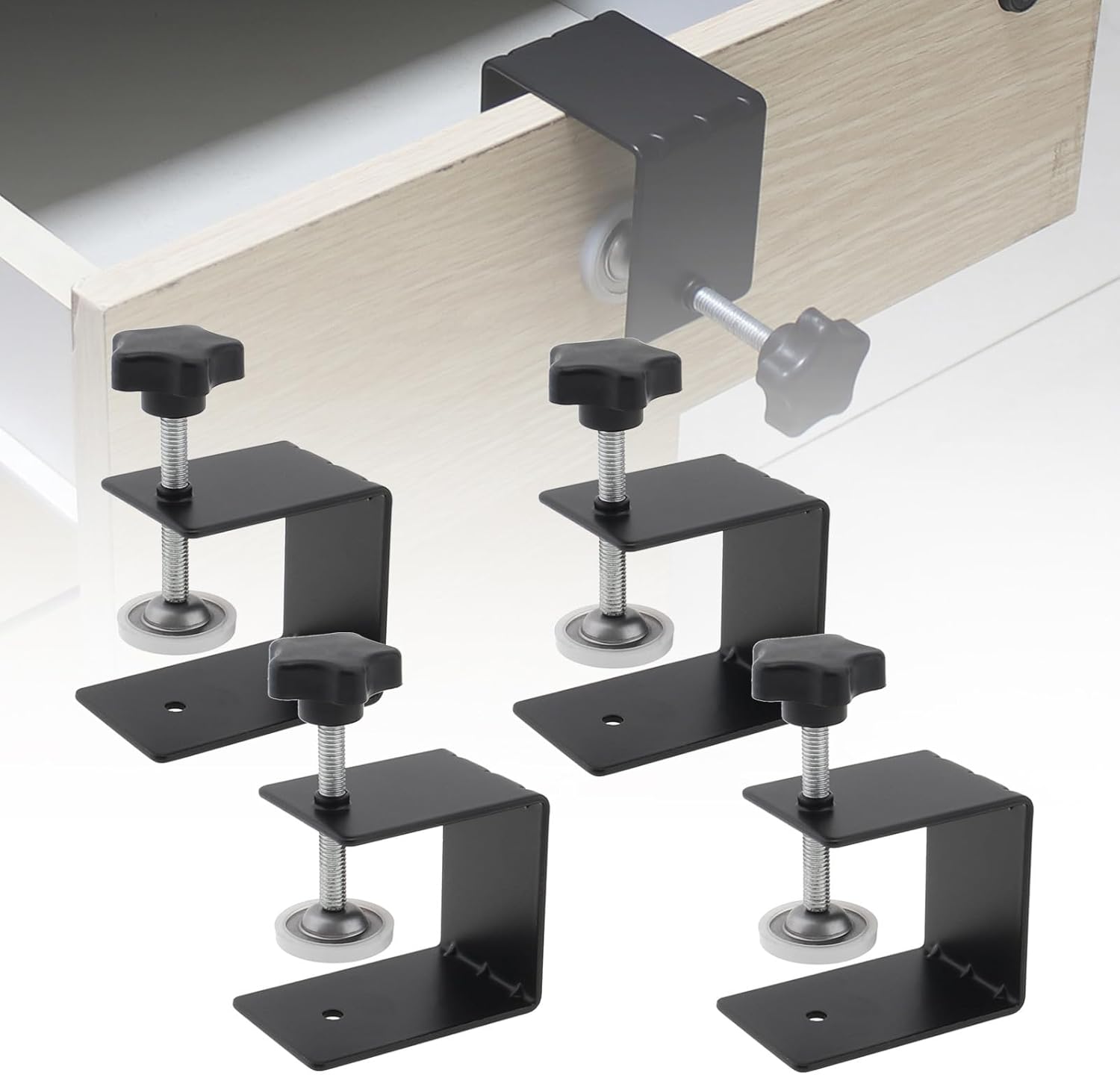 4 clips de fijación de cajón, abrazadera de instalación del panel frontal del cajón, abrazadera de hardware de gabinete, abrazadera C, abrazadera C