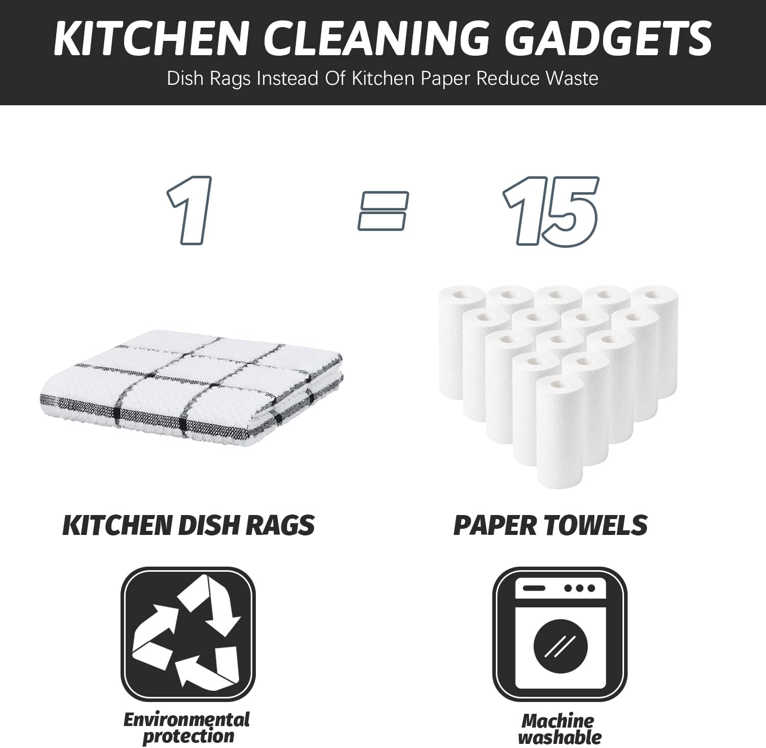 Nialnant Paños de cocina de rizo de algodón, paños de cocina súper suaves para cocina, trapos absorbentes para limpieza, 12 x 12 pulgadas, color