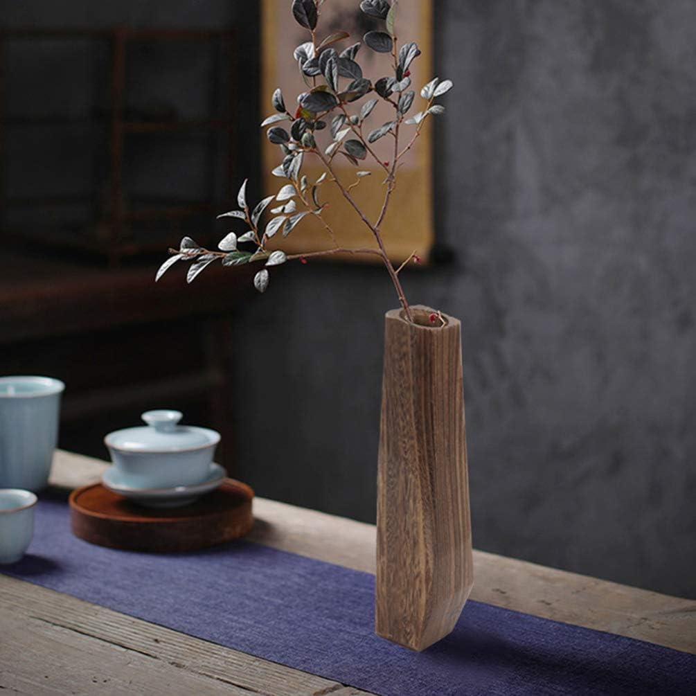Wakauto Macetas decorativas de madera, jarrón alto y pequeño, jarrón de madera a prueba de fugas, hecho a mano, maceta carnosa, decoración de