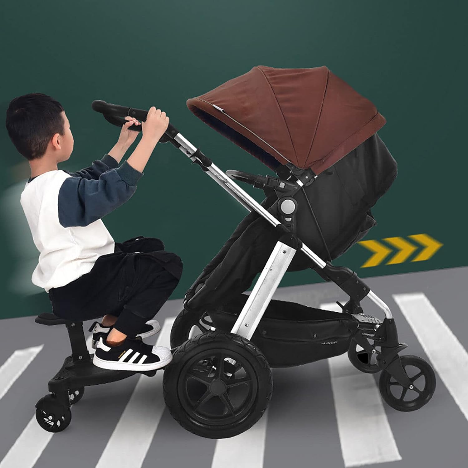 LOHISHILO 2-in-1 Stroller Board Universal Step Buggy Child Board Safety Kid Wheele, Pushchair Glider Board with Universal Wheel for Children Aged 2