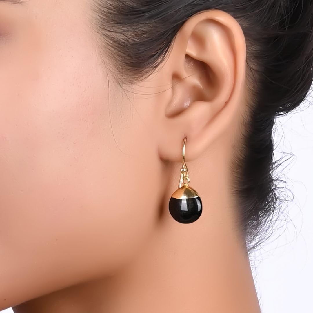 Gempires Natural Golden Obsidian Pear Earring For Women Birthstone Jewelry Hypoallergenic Earrings For Women (Golden Obsidian)