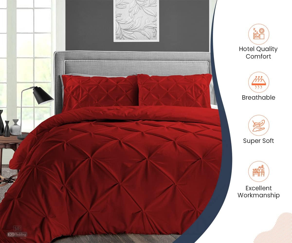 SGI bedding Lujoso juego de funda de edredón de 1000 hilos, color borgoña, funda de edredón suave y esponjosa para invierno, ropa de cama de algodón