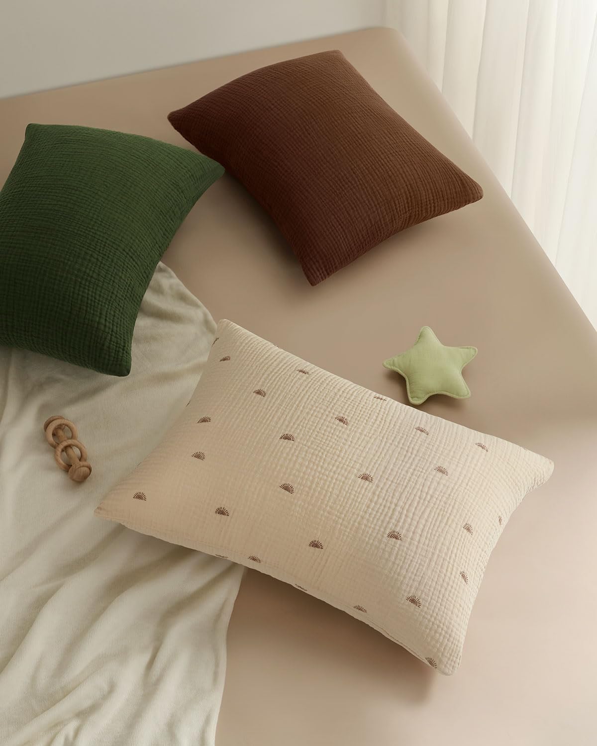 Blissful Diary Almohada para niños pequeños con funda de almohada de muselina de algodón, almohadas de 13 x 18 pulgadas para dormir y viajar,