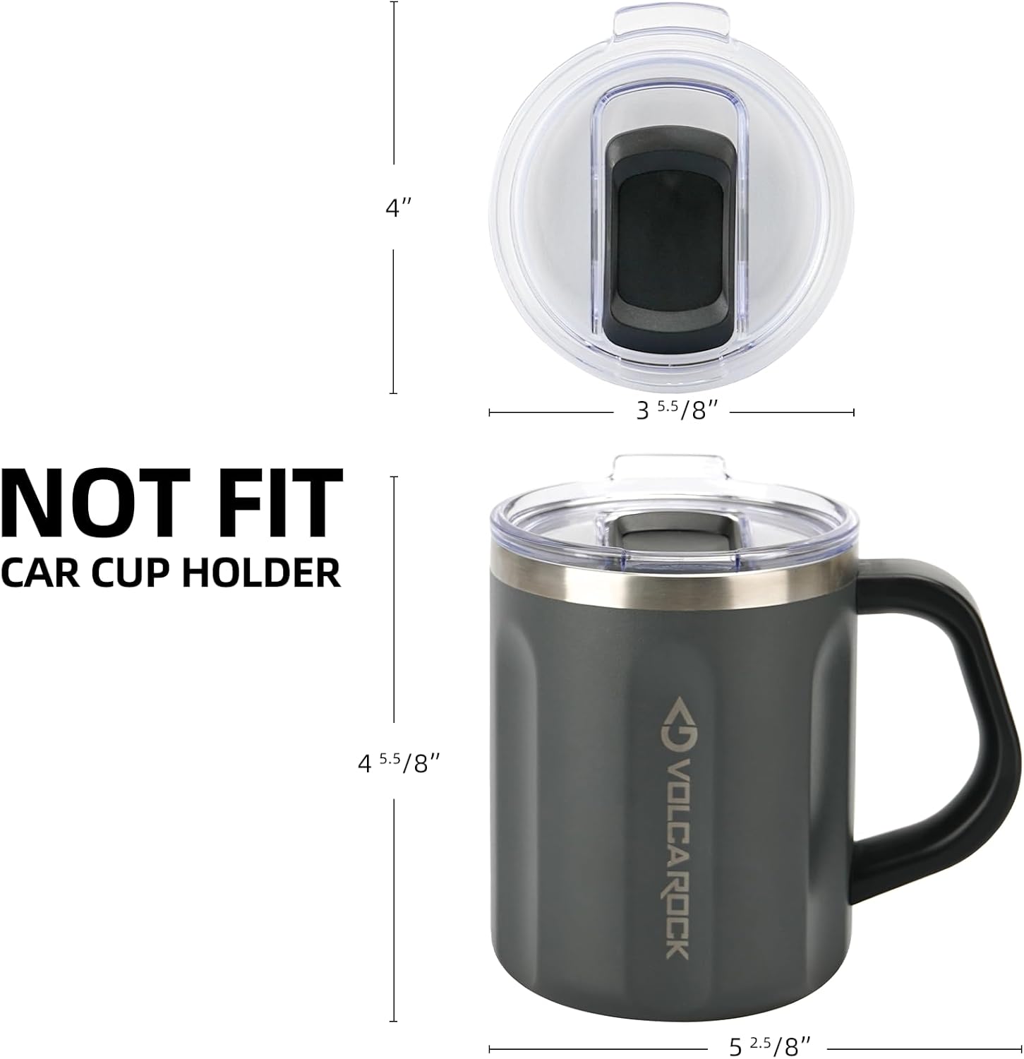 Taza de café aislada al vacío, de acero inoxidable, de 16 onzas, taza térmica de doble pared con asa y tapa deslizante para bebidas calientes y