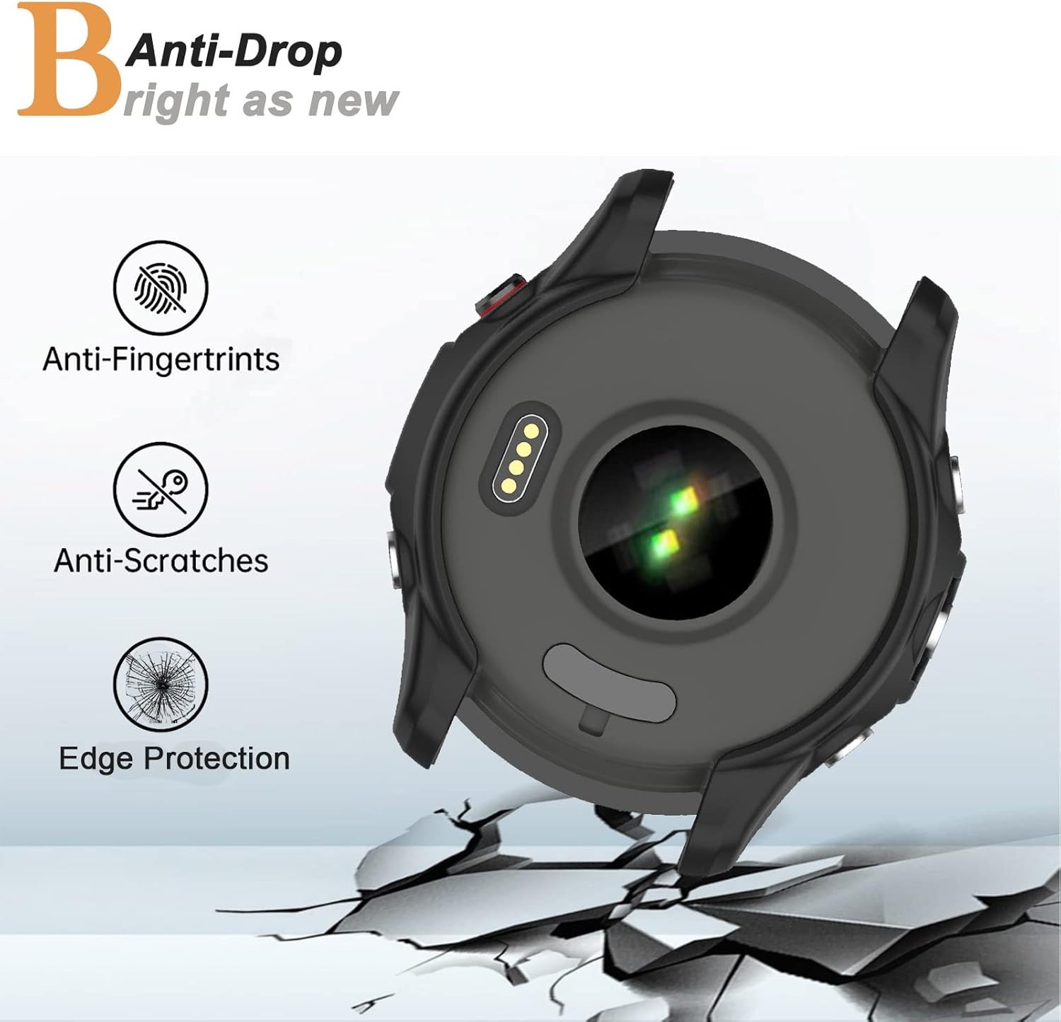 Miimall Compatible con Garmin Forerunner 265, resistente a los arañazos, TPU protección militar, resistente a los arañazos, funda resistente para