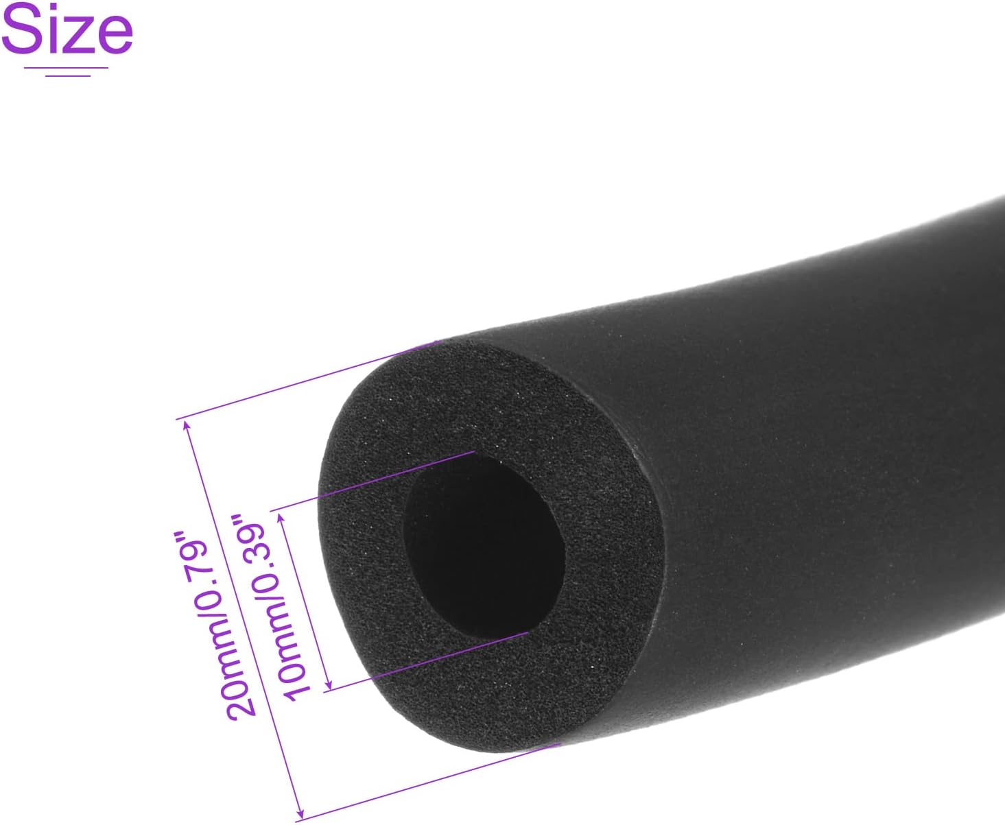 DMiotech Tubo de espuma de 38 pulgadas de diámetro x 316 pulgadas de grosor de 5 pies de diámetro negro, tubo de espuma de celda cerrada