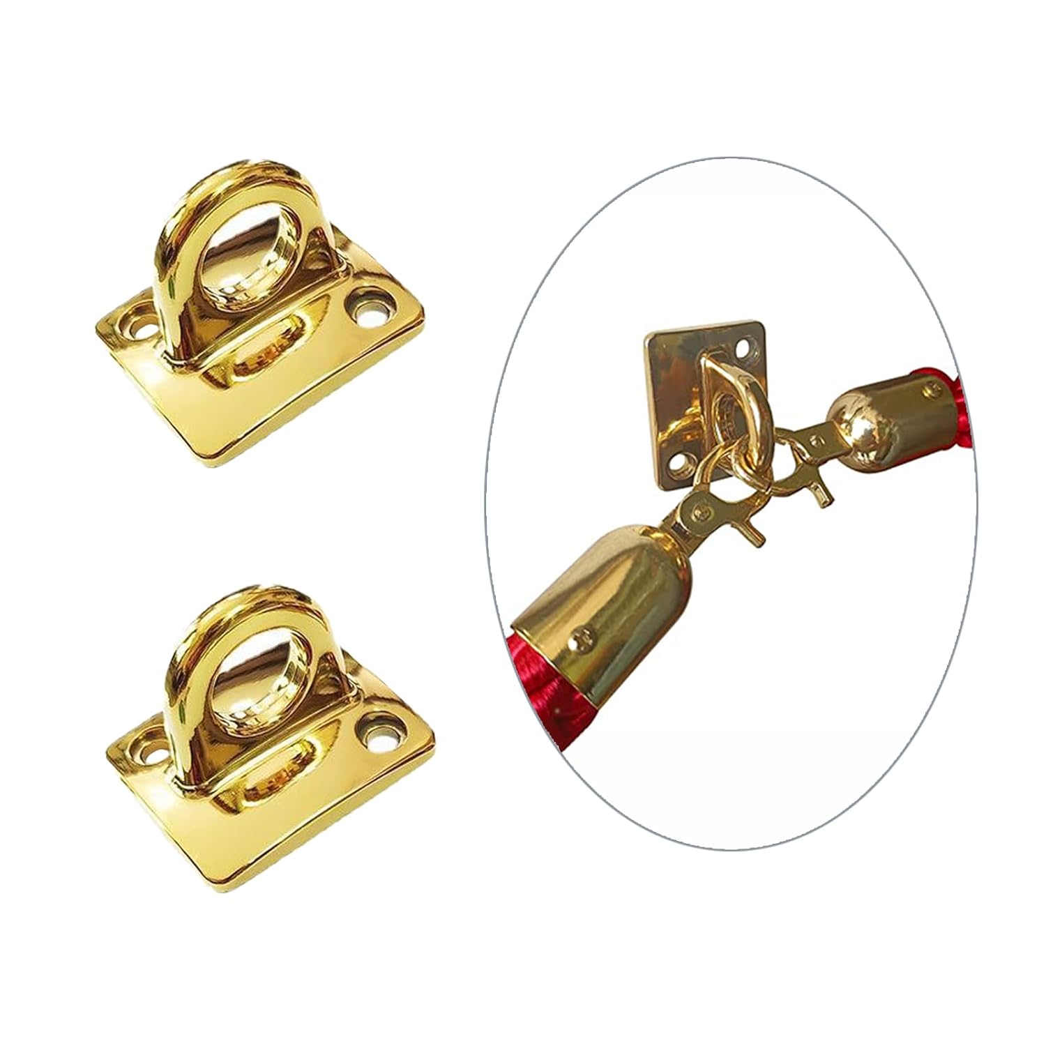 2 piezas de placa de pared de soporte de cuerda, almohadilla dorada, ganchos en U, ganchos para control de multitudes, barreras de seguridad, gancho