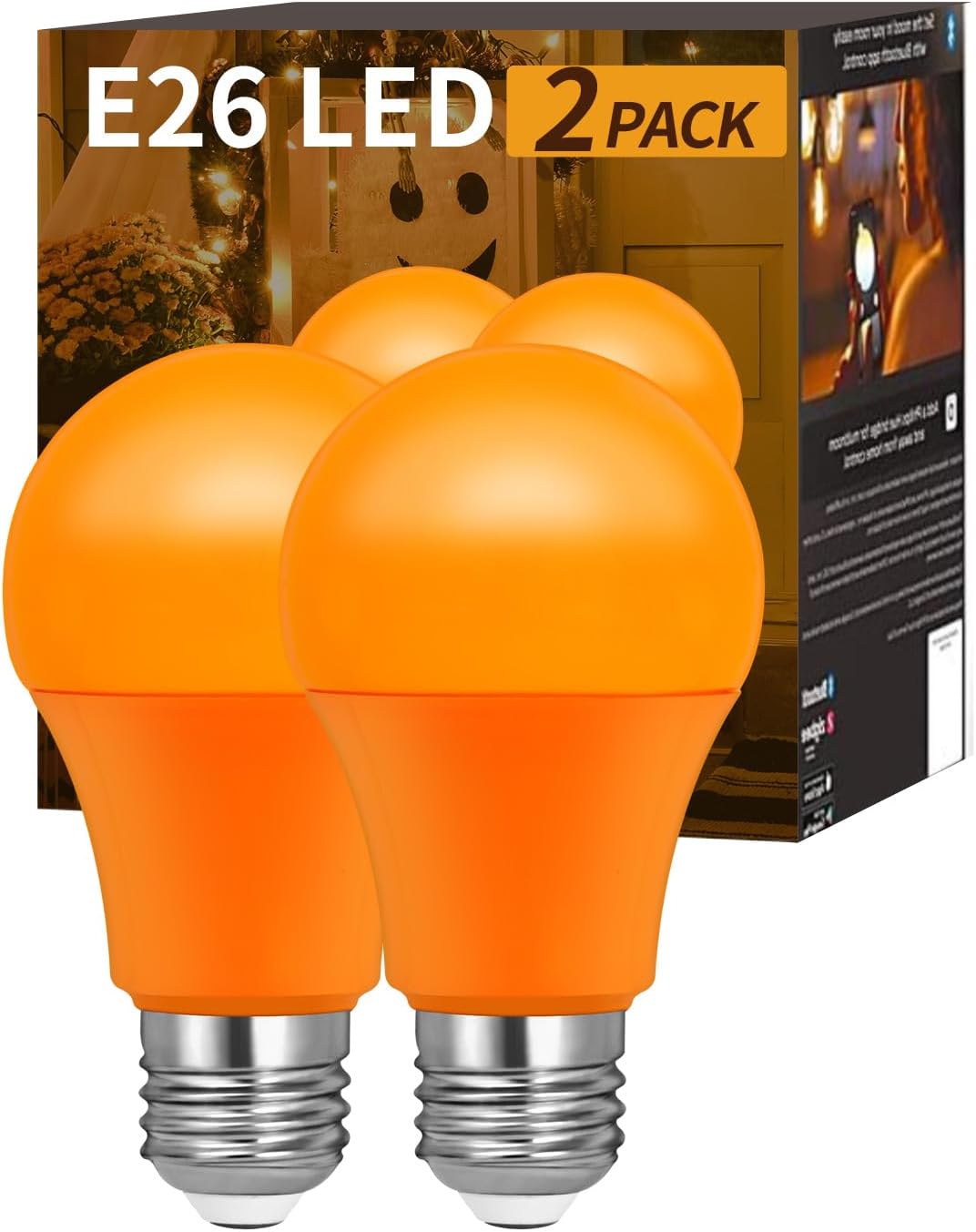 Bombillas de luz naranja, A19 LED de Navidad, bombillas naranjas para exteriores, equivalente a 60 W, bombilla naranja E26 de 9 W, bombilla naranja