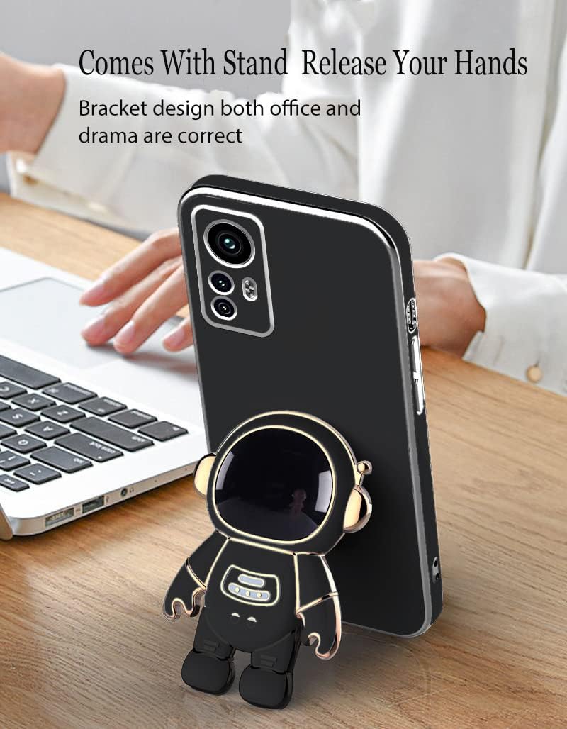 Compatible con Redmi Note 12s Funda con chapado creativo astronauta de dibujos animados rosa, funda para teléfono Xiaomi Redmi Note 12s Funda de