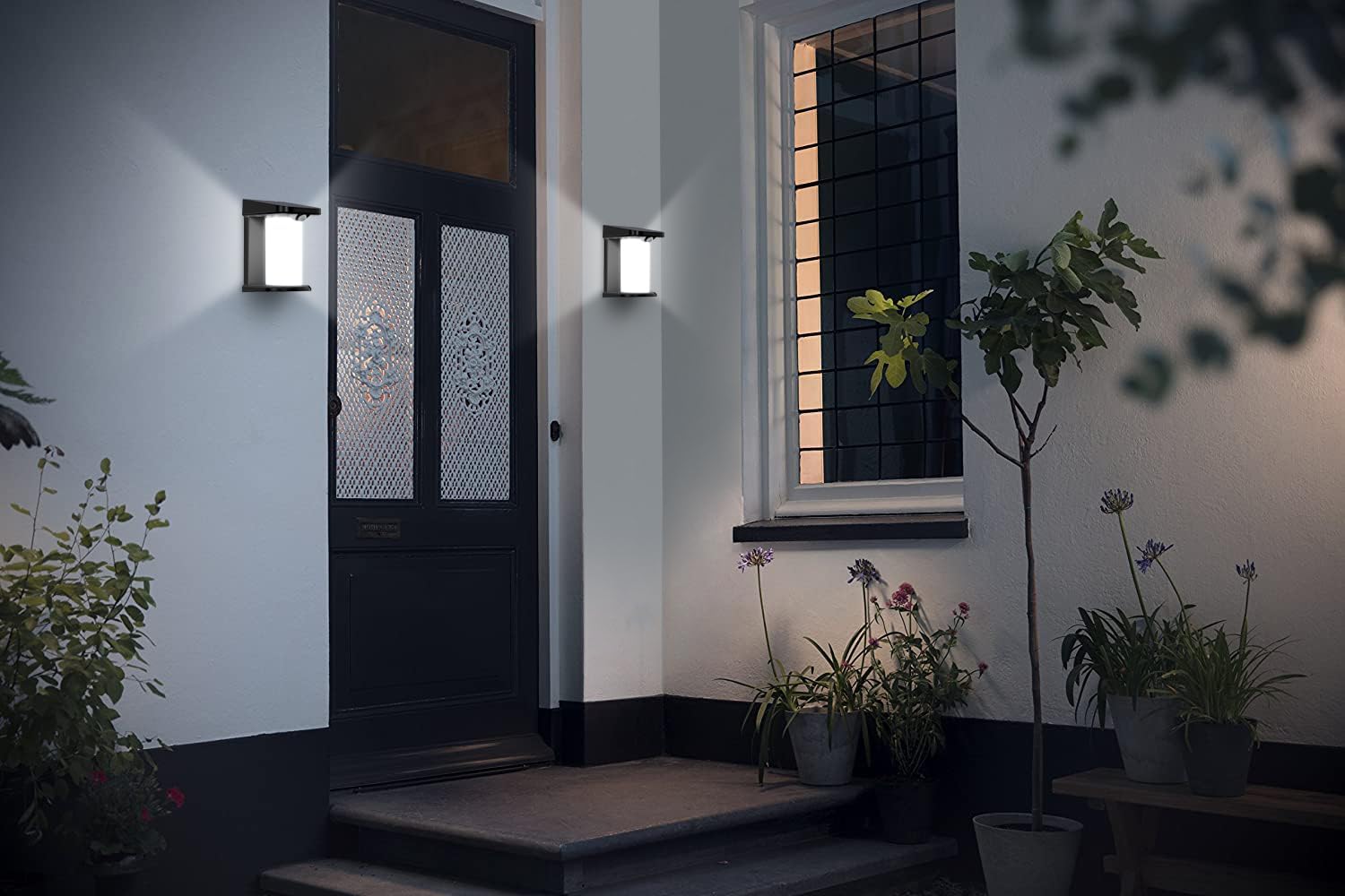Luces solares de movimiento para exteriores, 2 modos de iluminación, IP54 impermeable, encendidoapagado automático, inalámbrico, adecuado para valla