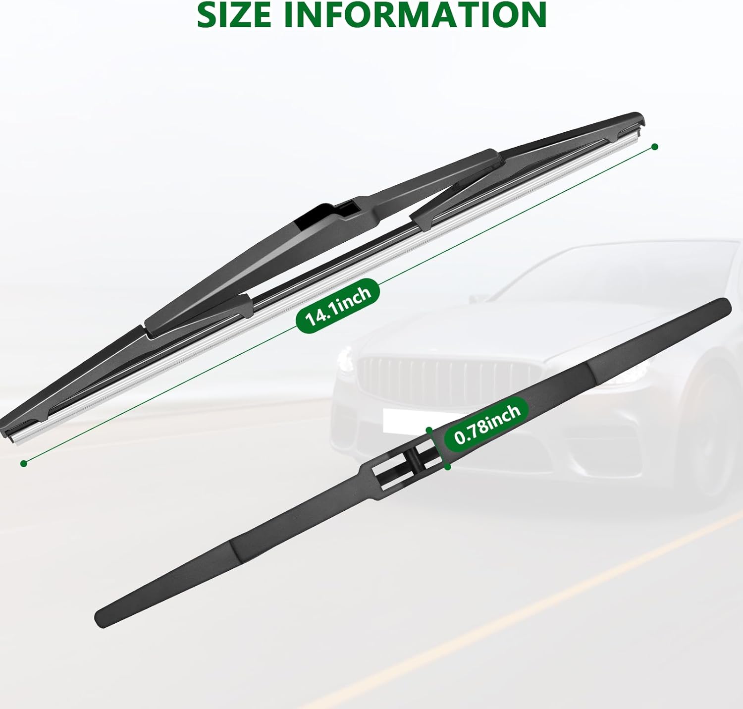 Repuesto de limpiaparabrisas trasero de 14 pulgadas para Jeep Cherokee 2022-2014Hyundai Accent 2011-2007 Santa Fe 2012-2007 Tucson 21-16Mazda 3