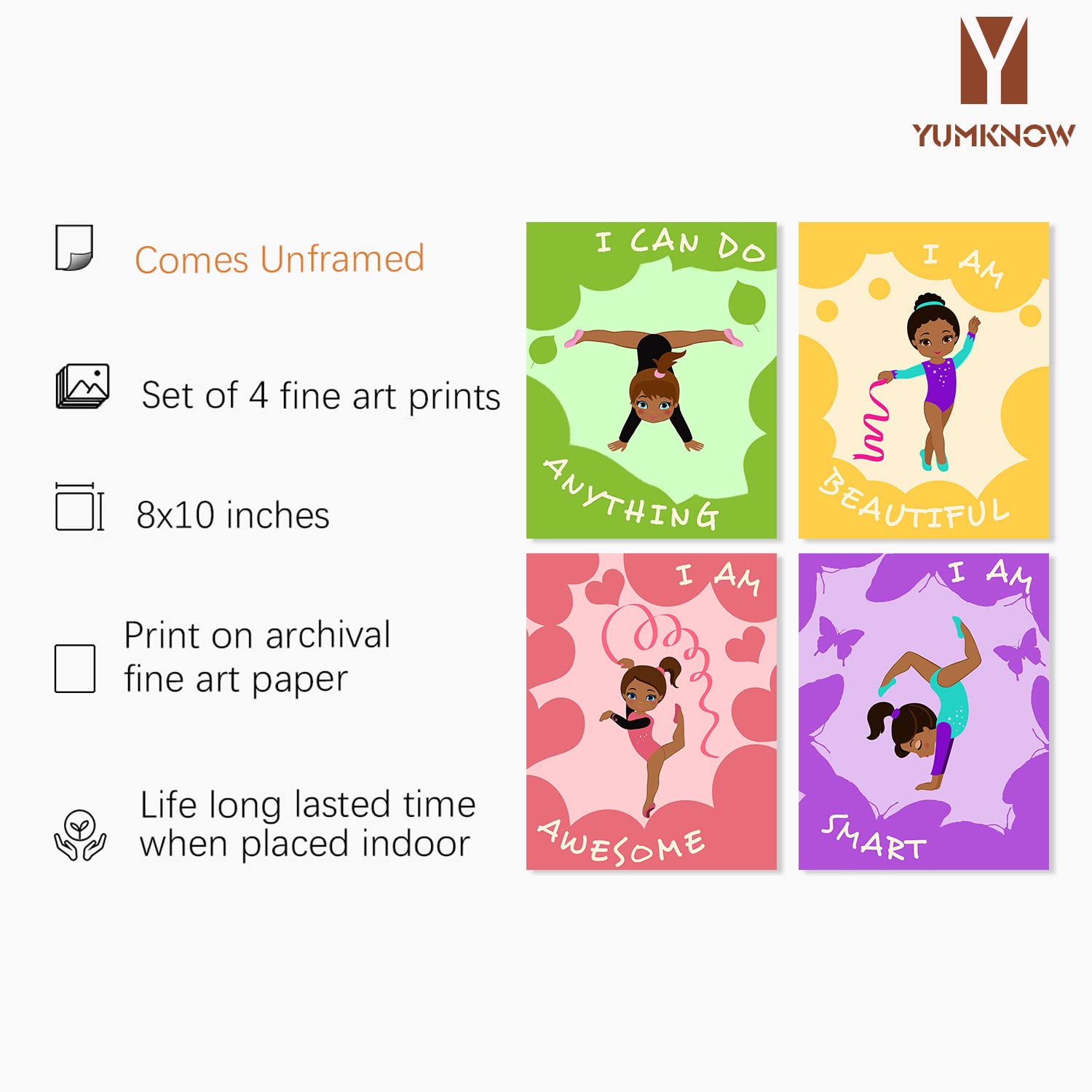 African American Girl Wall Art – Gymnastics Bedroom Decor – Motivational Quotes for Daughter Room Decor – Gifts for Black Girl Wall Decor – Cute
