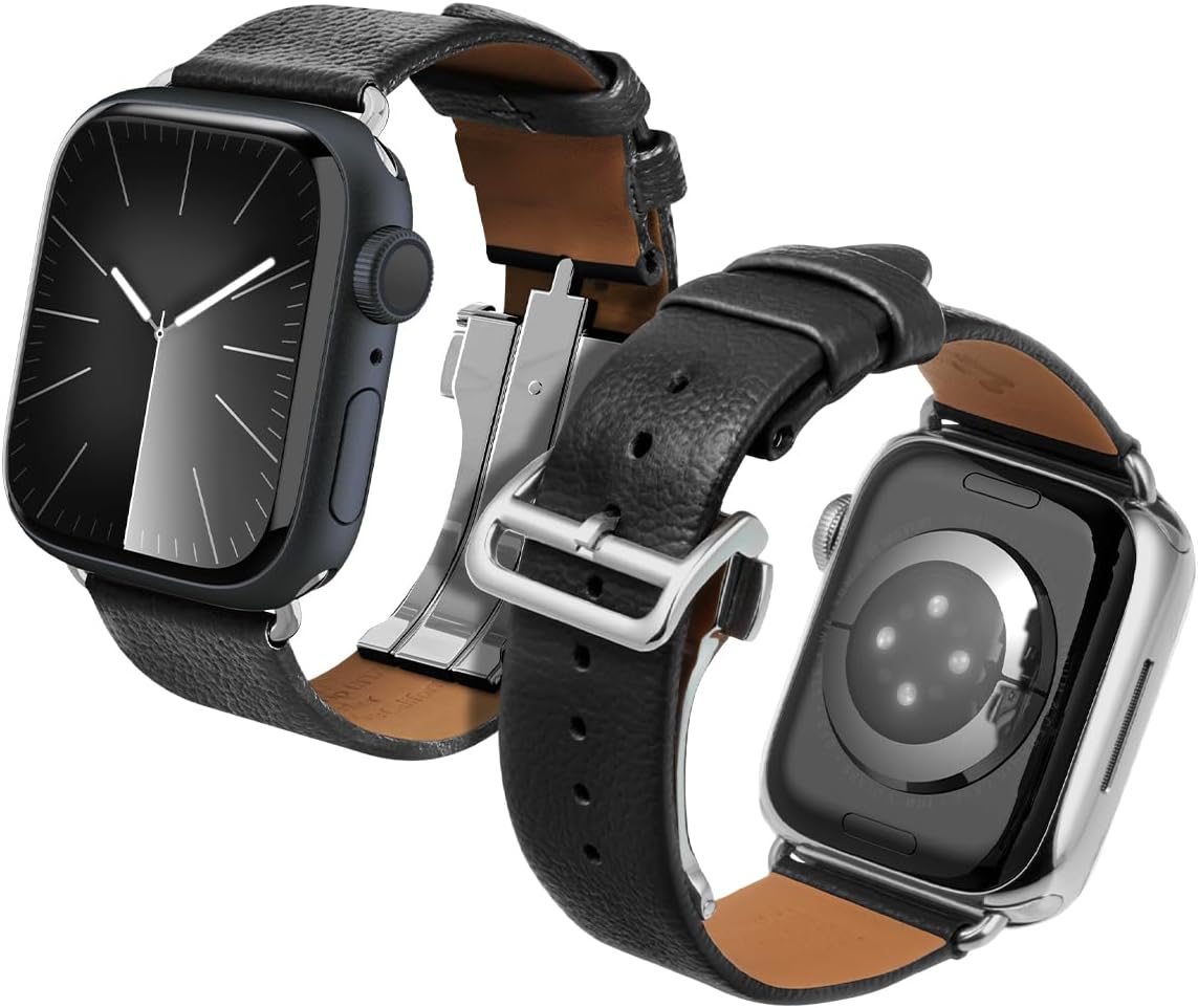 Spigen Enzo – Correa de piel auténtica diseñada para Apple Watch Ultra2Apple Watch Ultra de 1.732 pulgadas, Series 98SE276SE54321 de 1.772 pulgadas,