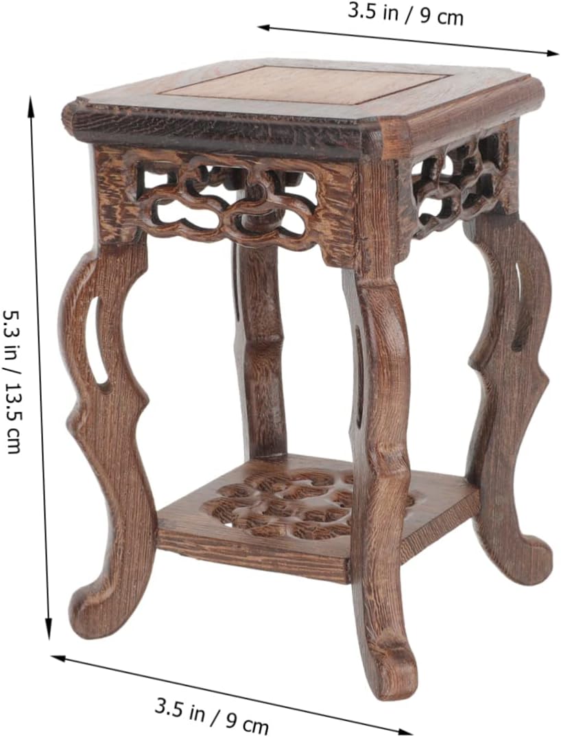DOITOOL Base de maceta con base de wengué, soporte de madera para plantas, estante para plantas, taburete de madera para interiores, soporte para
