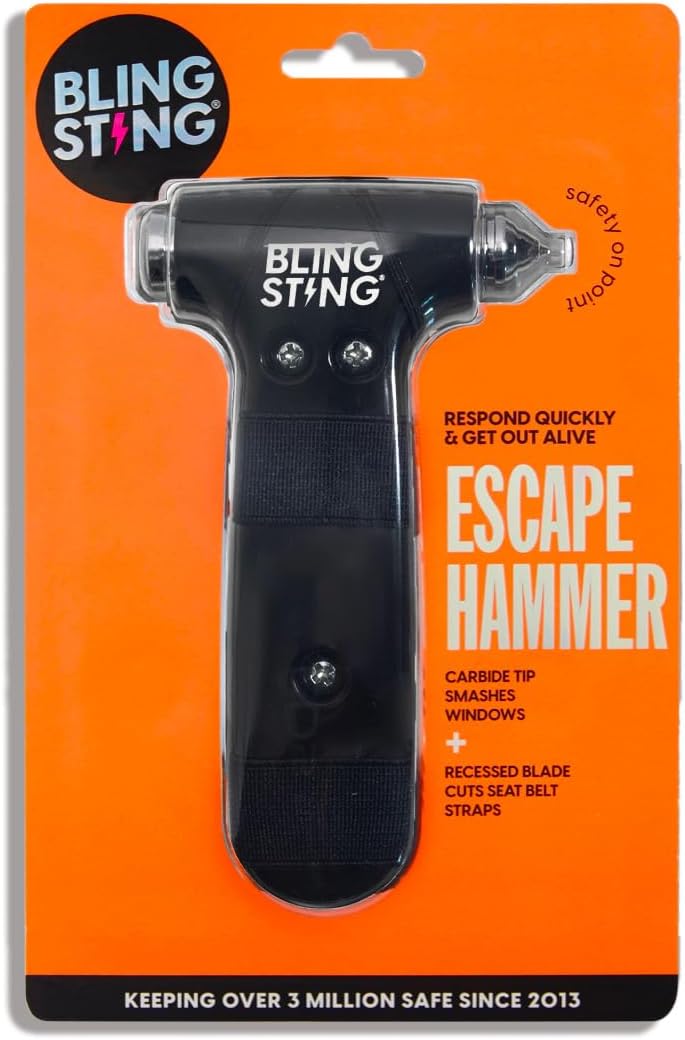 BLINGSTING Martillo de seguridad  Herramienta de martillo de escape automotriz de emergencia, cortador de cinturón de seguridad y herramienta de