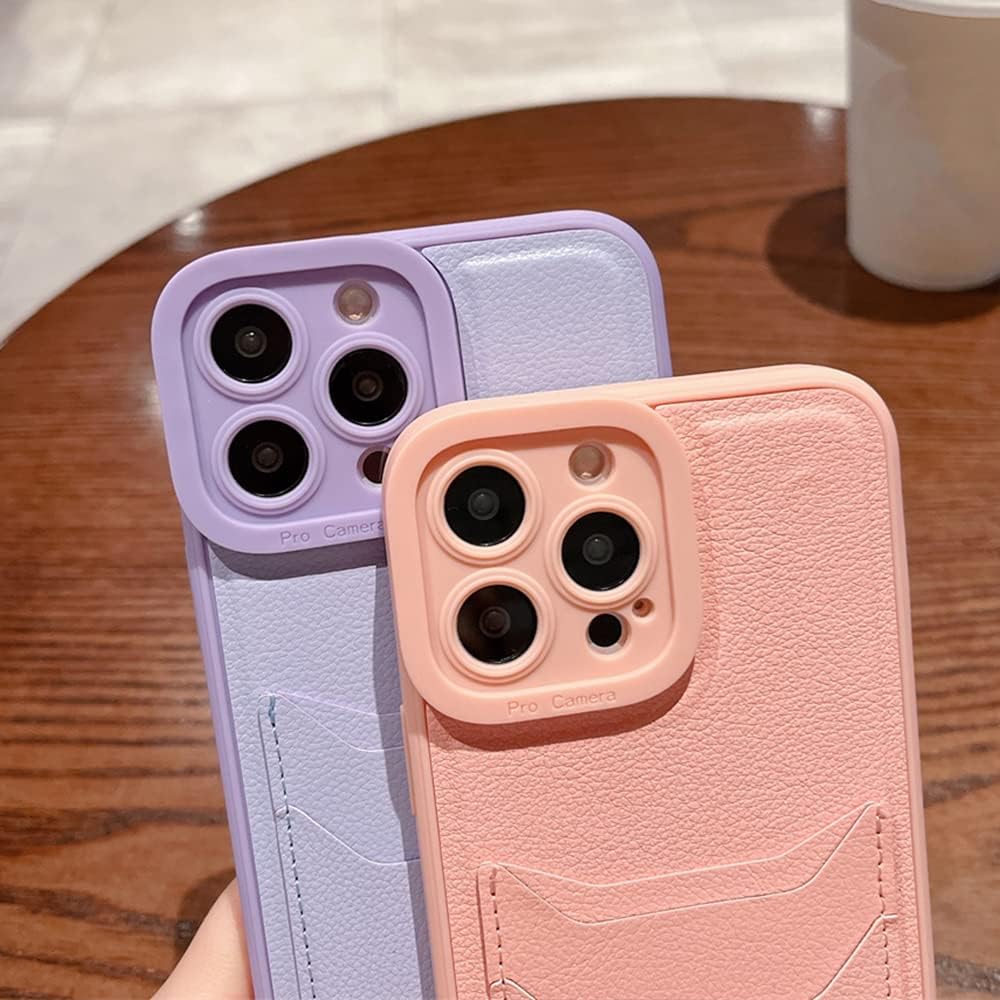 Casechics Funda compatible con iPhone, piel sintética, con ranura para tarjeta de crédito, cartera, protección para lente de cámara, a prueba de