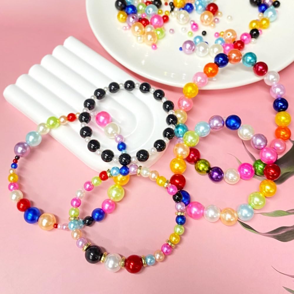 Cuentas de perlas, 4000 cuentas para manualidades, perlas sueltas de 0.118 pulgadas (0.118 in), cuentas espaciadoras redondas para aretes, pulseras,