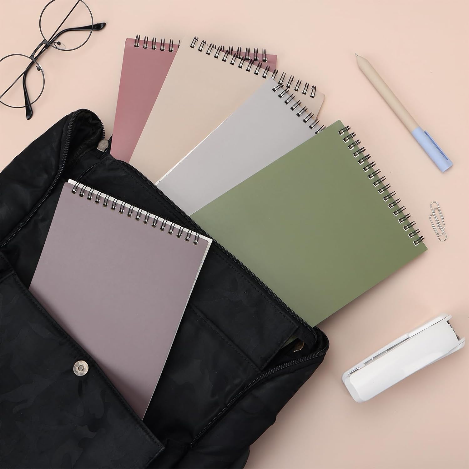EOOUT Top – Paquete de 5 cuadernos estéticos de bolsillo de 6 x 9 pulgadas, 80 hojas de papel blanco con regla Gregg, cubiertas coloridas, cuadernos